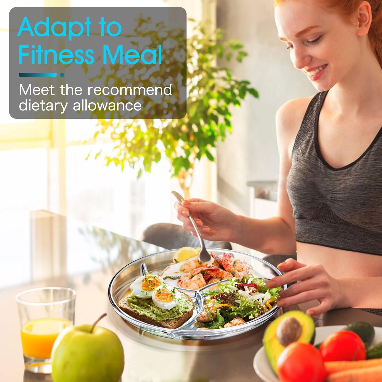 Plato Dividido de Vidrio NUTRIUPS 10 Pulgadas para Control de Porciones