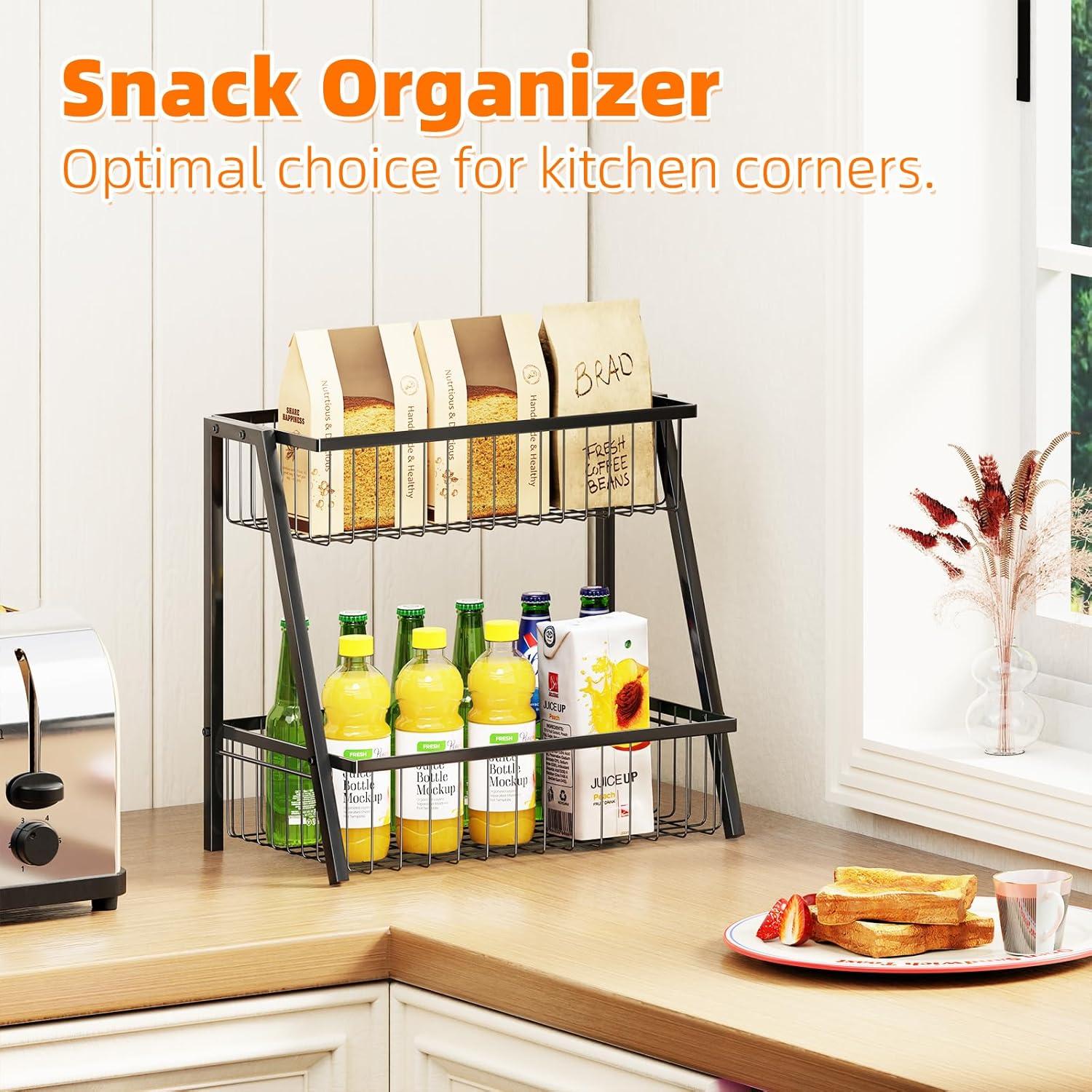 Cesta de Frutas de 2 Niveles Simple Trending - Organizador Negro