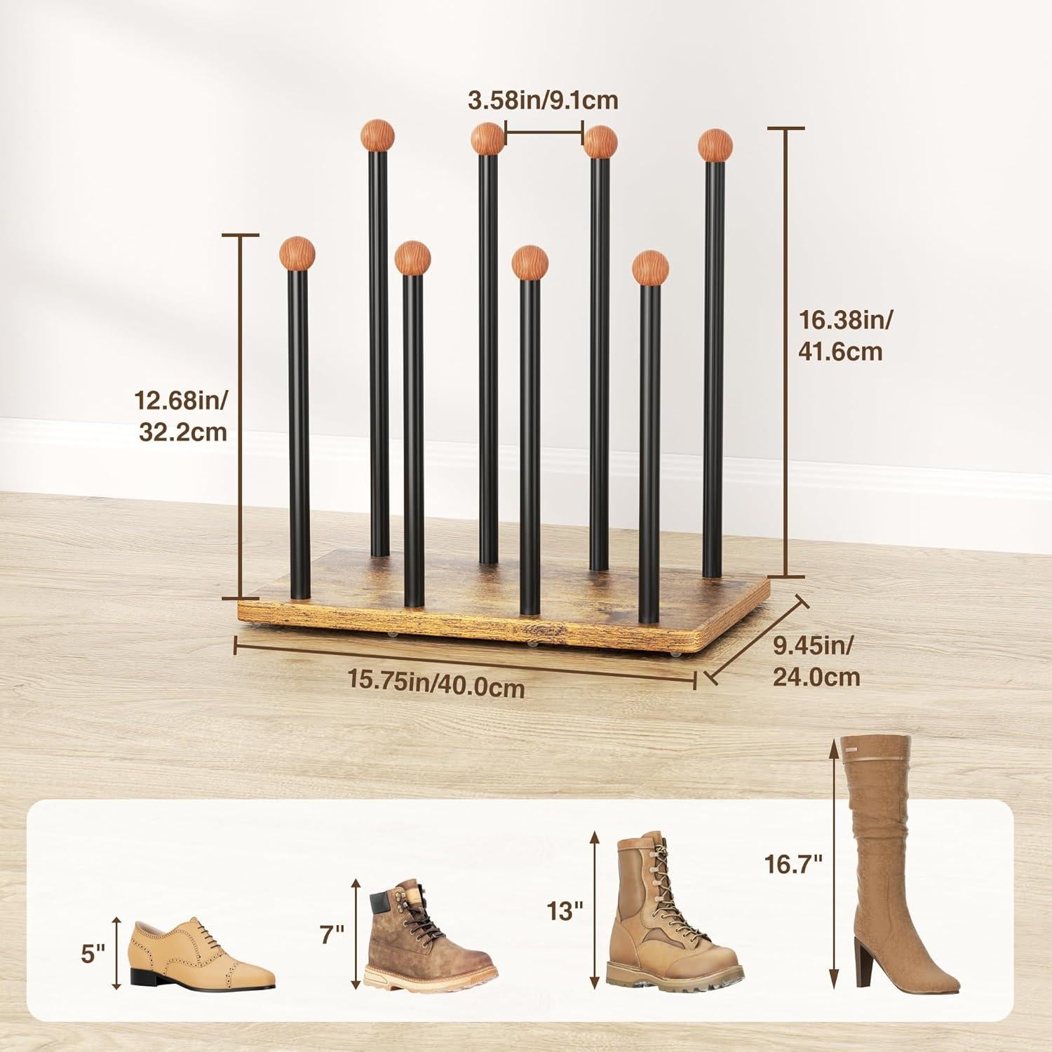 Soporte para Botas Pickpiff de Metal y Madera - Organizador 4 Pares