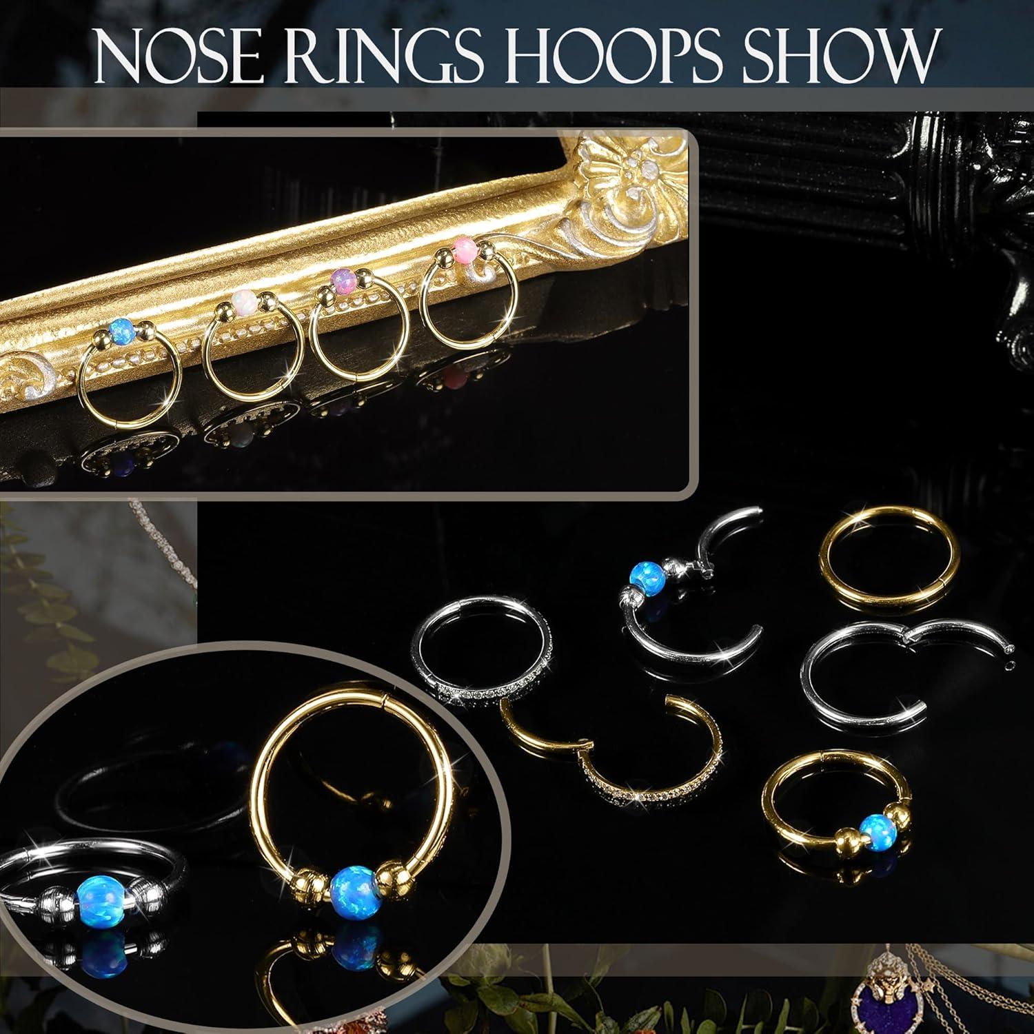 Anillos de Nariz 18G 3PCS Acero Quirúrgico 316L Opalite