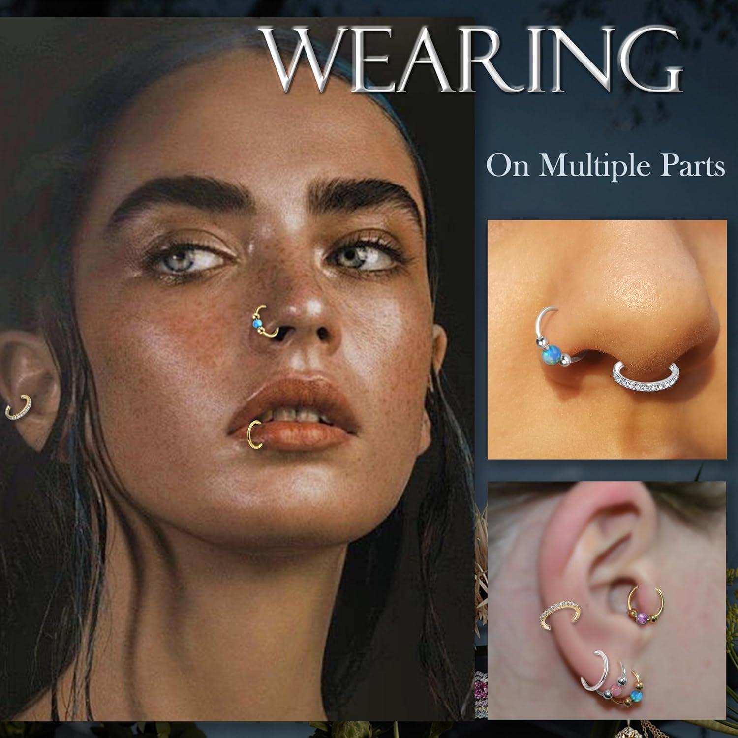 Anillos de Nariz 18G 3PCS Acero Quirúrgico 316L Opalite