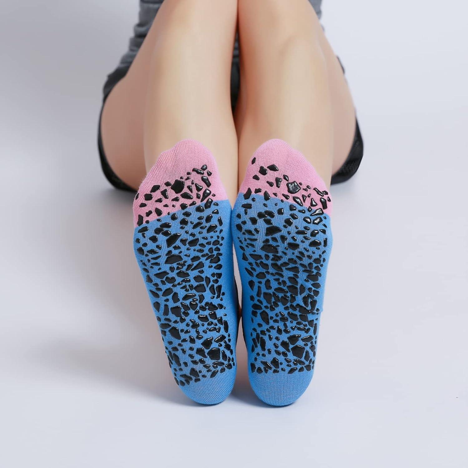 Calcetines Antideslizantes para Yoga y Pilates Mujer - Rosa/Azul
