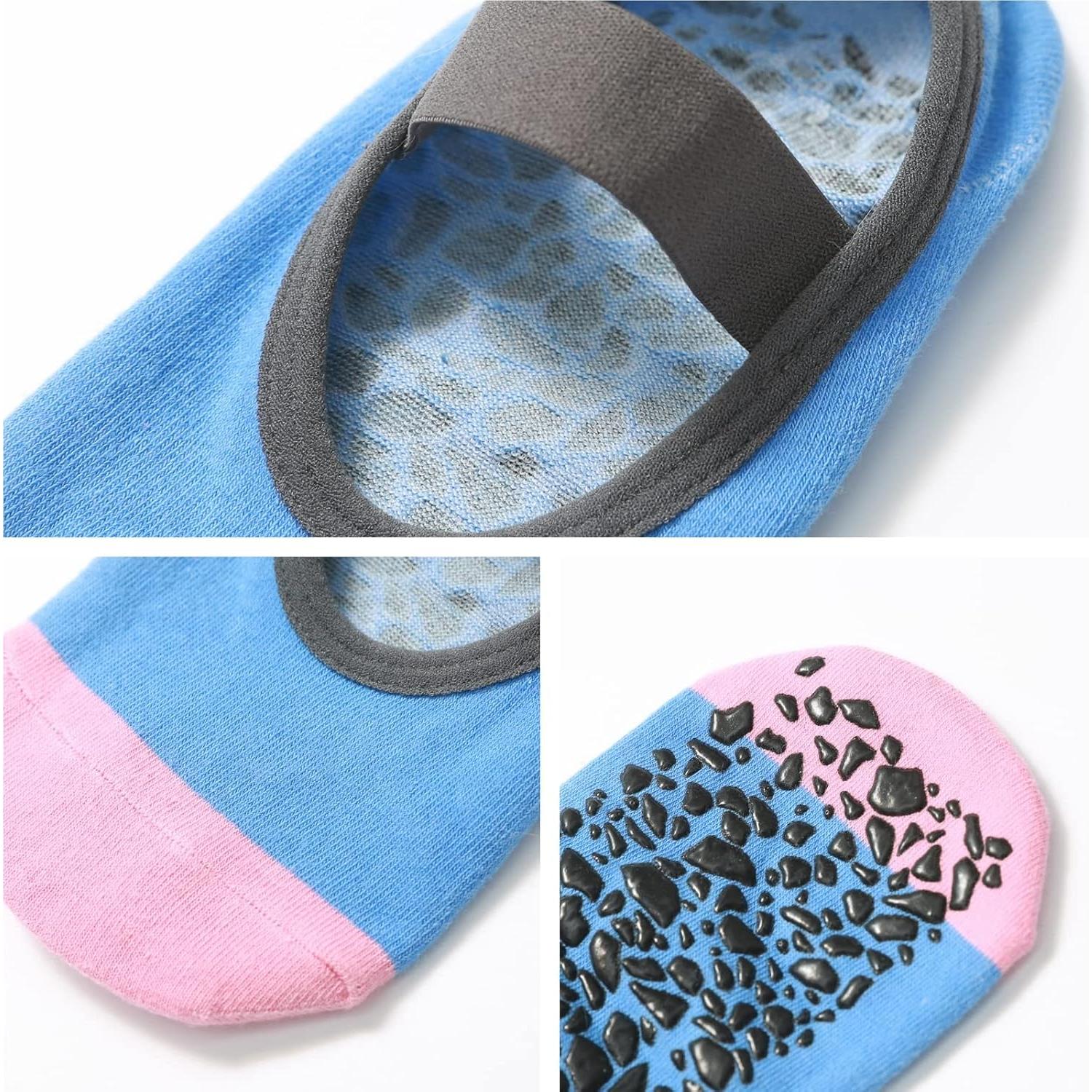 Calcetines Antideslizantes para Yoga y Pilates Mujer - Rosa/Azul