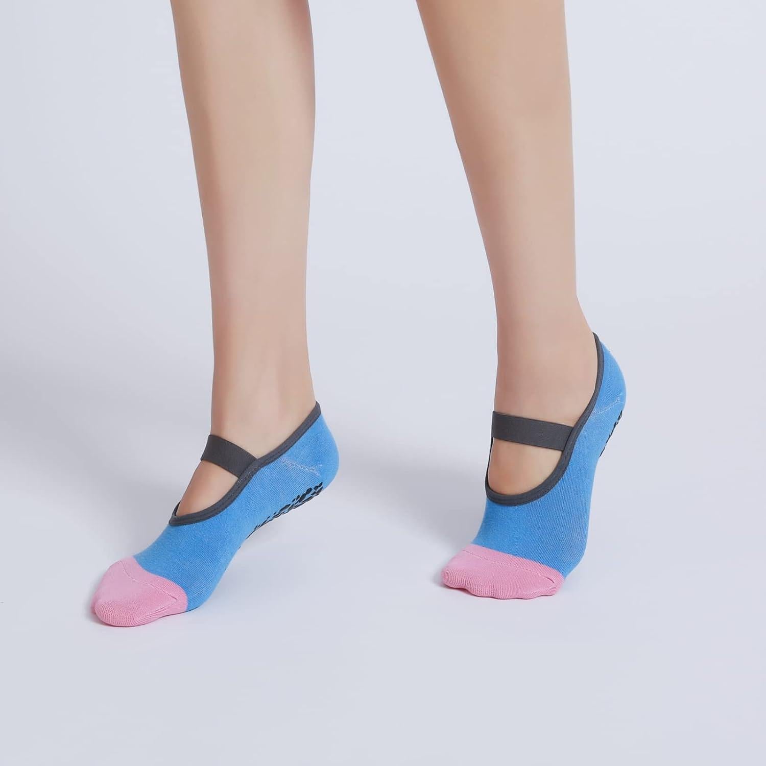 Calcetines Antideslizantes para Yoga y Pilates Mujer - Rosa/Azul
