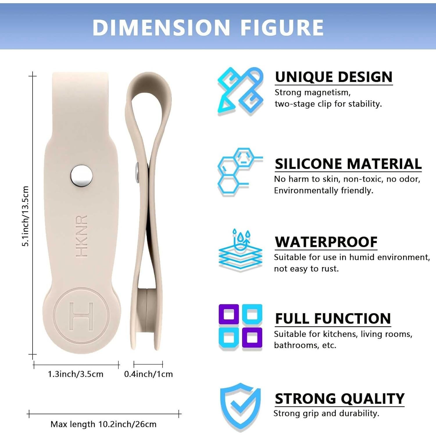 Clips Magnéticos de Silicona HKNR para Toallas - 2 Pcs Beige