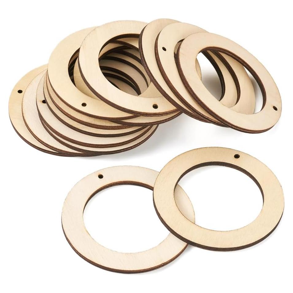 30 Anillos de Madera Natural 10 cm Elecrelive para DIY