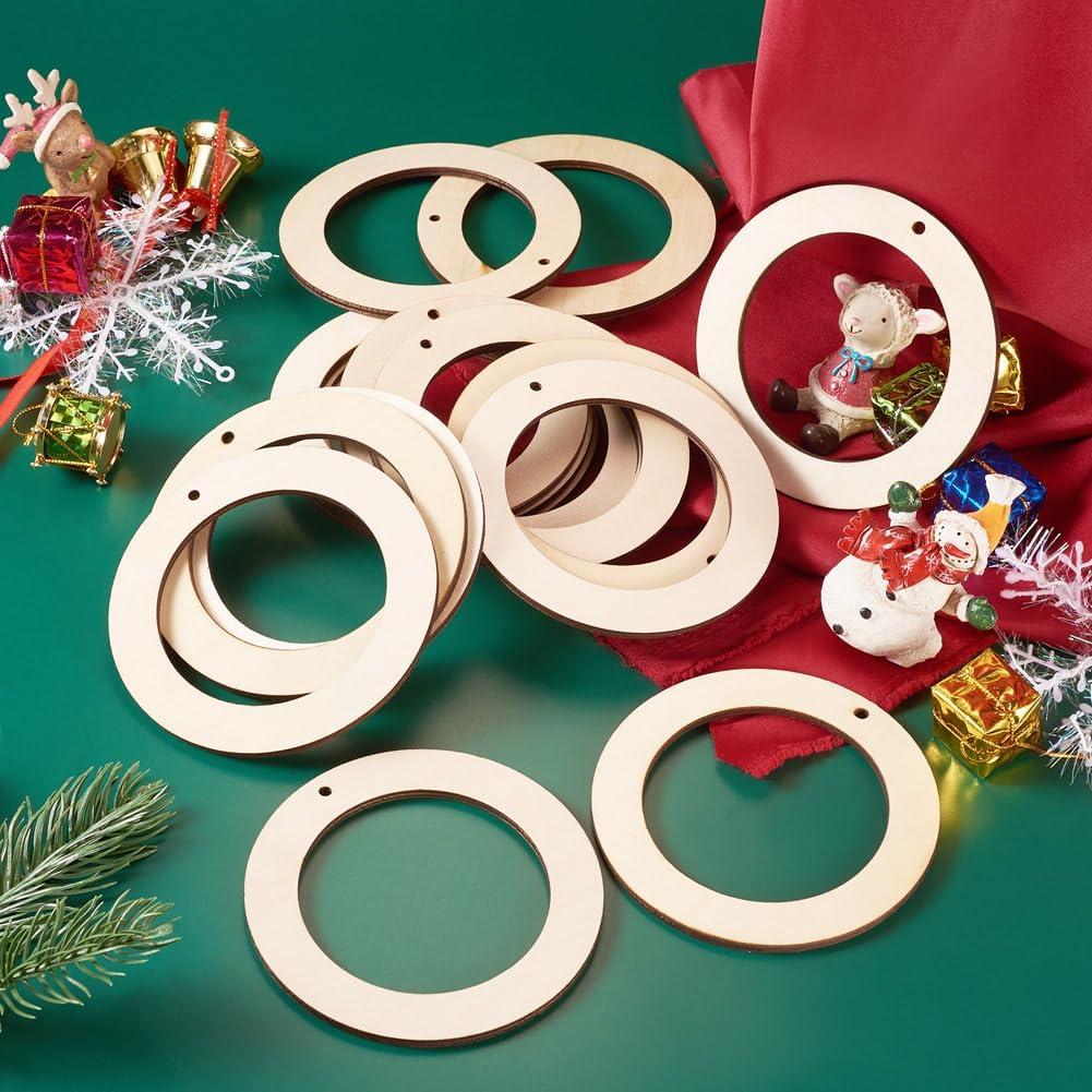 30 Anillos de Madera Natural 10 cm Elecrelive para DIY