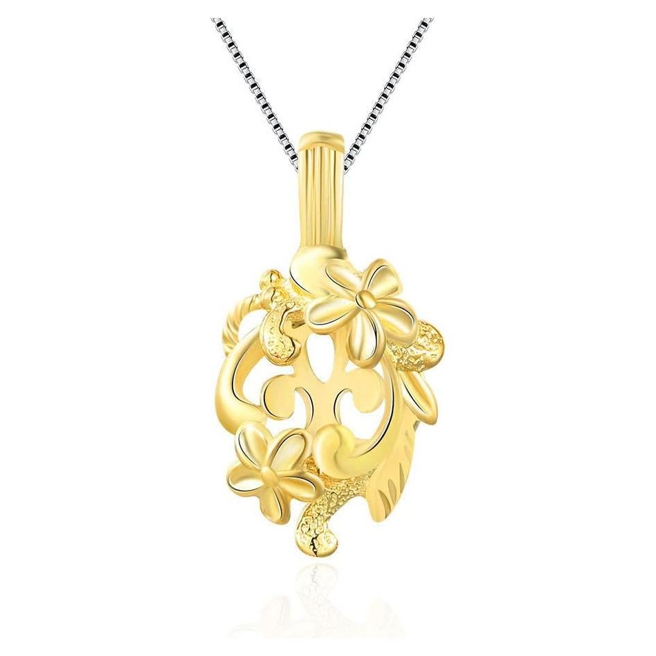 Encanto Jaula de Flores LGSY Plata Esterlina 925 Baño Oro