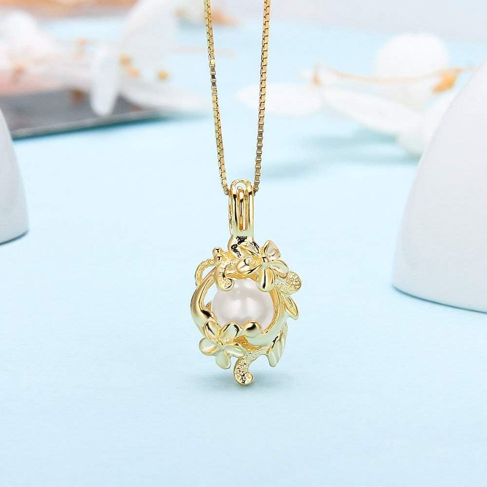 Encanto Jaula de Flores LGSY Plata Esterlina 925 Baño Oro