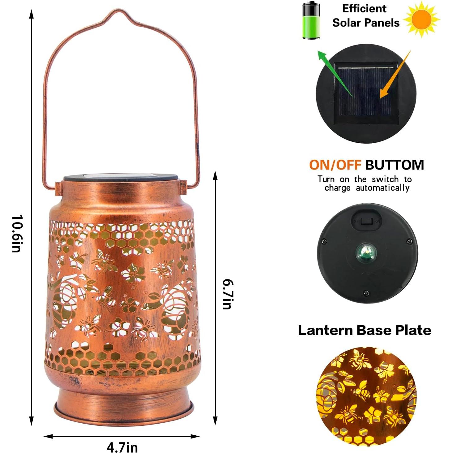 Linterna Solar Decorativa ZASOWUUO Abeja Impermeable 11.9cm