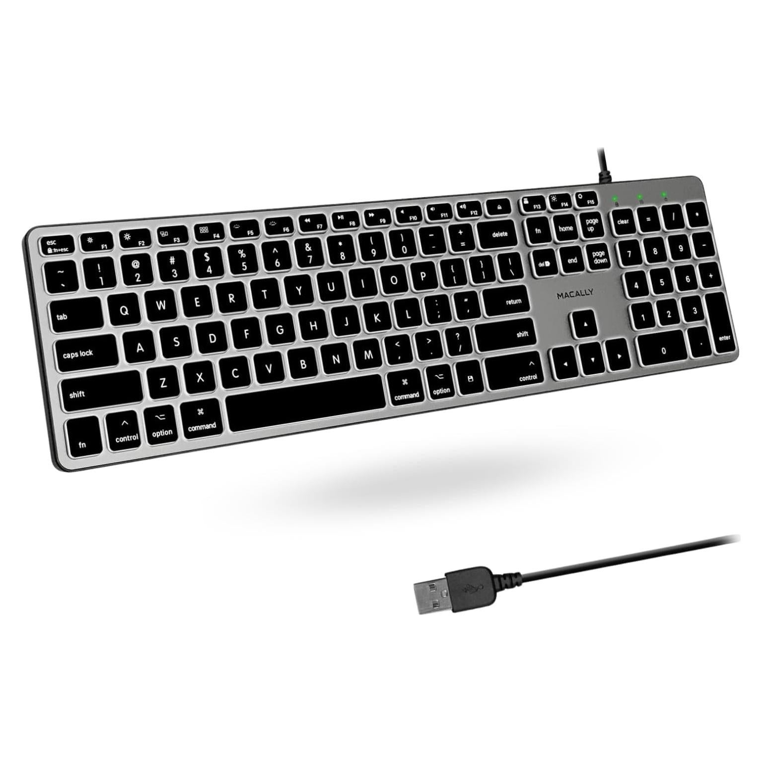 Teclado Retroiluminado Macally AMA0950 - 107 Teclas USB