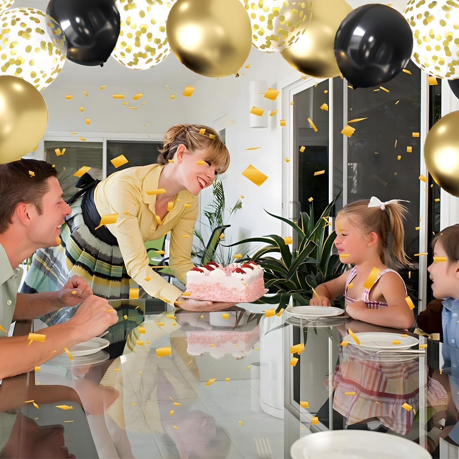 Globos de Confeti Negros y Dorados Zesliwy, 50 Piezas 30 cm