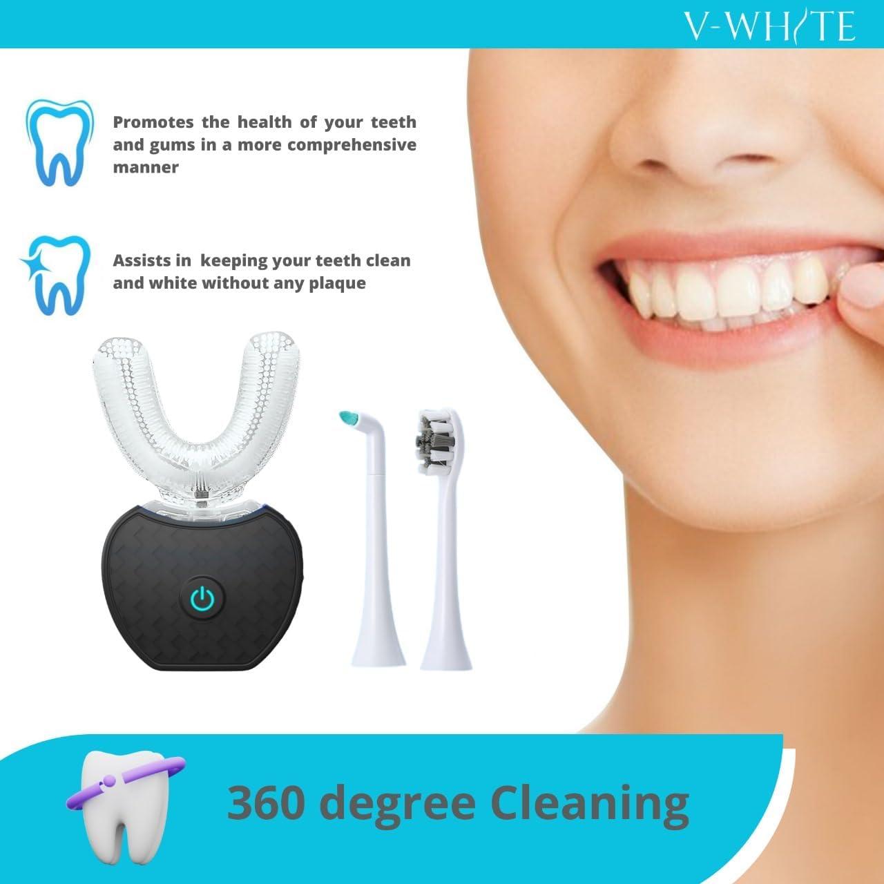 Cepillo de Dientes Ultrasonico V-WHITE Negro 360° Carga Inalámbrica