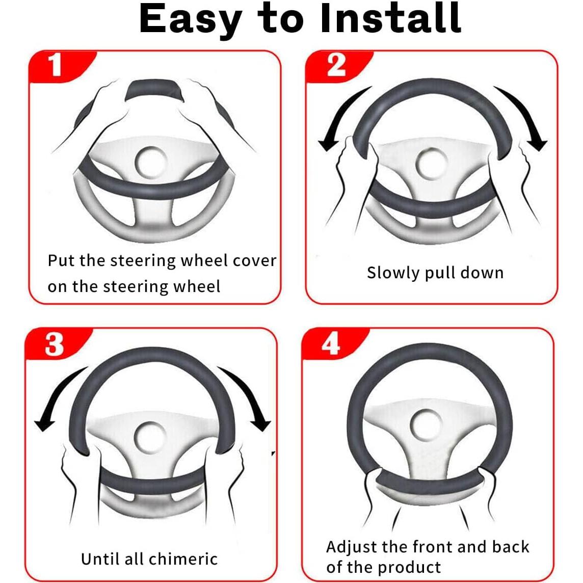 Cubierta de Volante de Coche Honibaoto 37-38 cm Negro