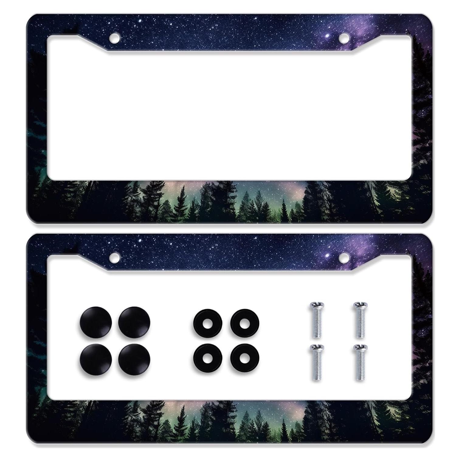 Marco de Placa de Licencia MUAWUOIK 2 Pcs Acero Inoxidable Estrellas