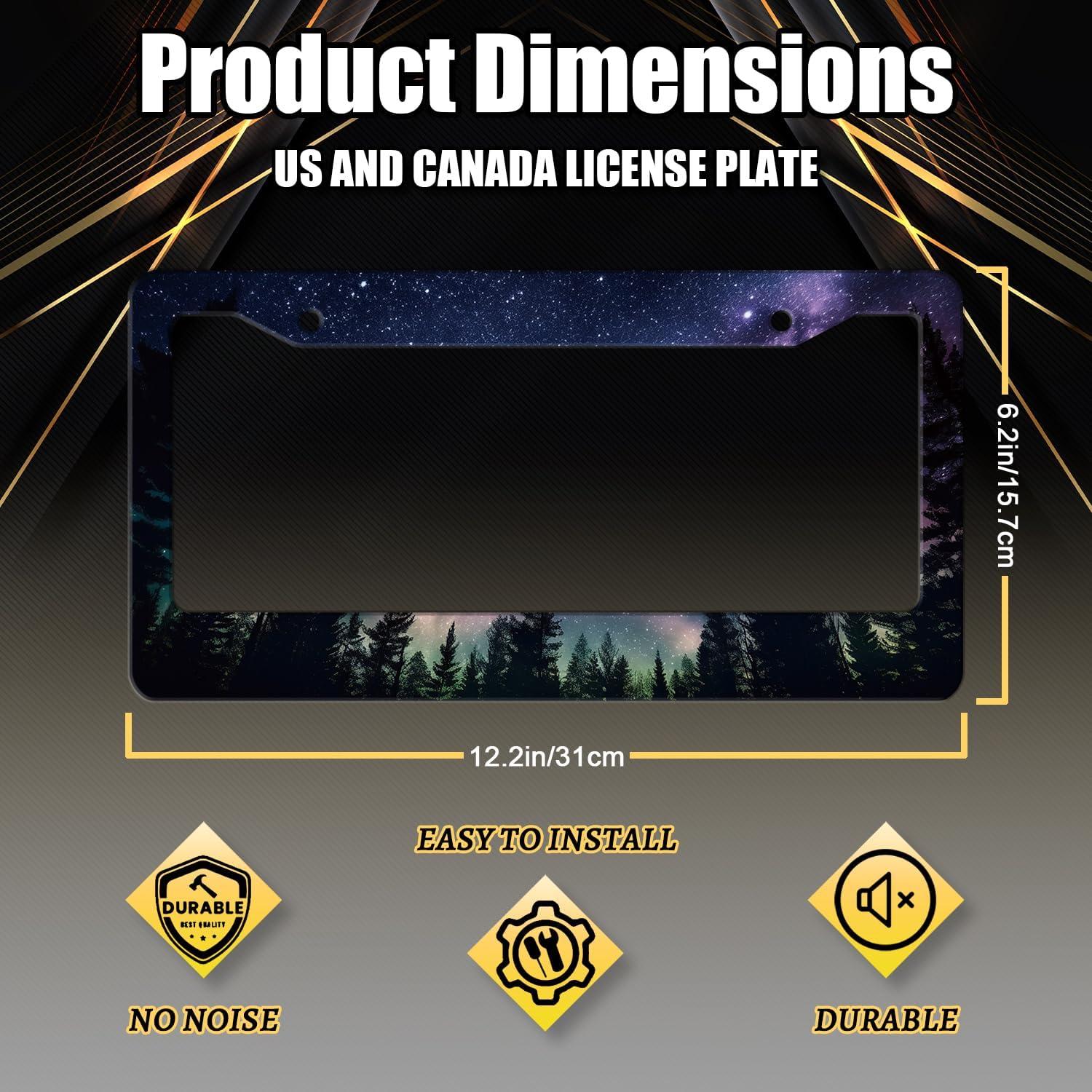 Marco de Placa de Licencia MUAWUOIK 2 Pcs Acero Inoxidable Estrellas