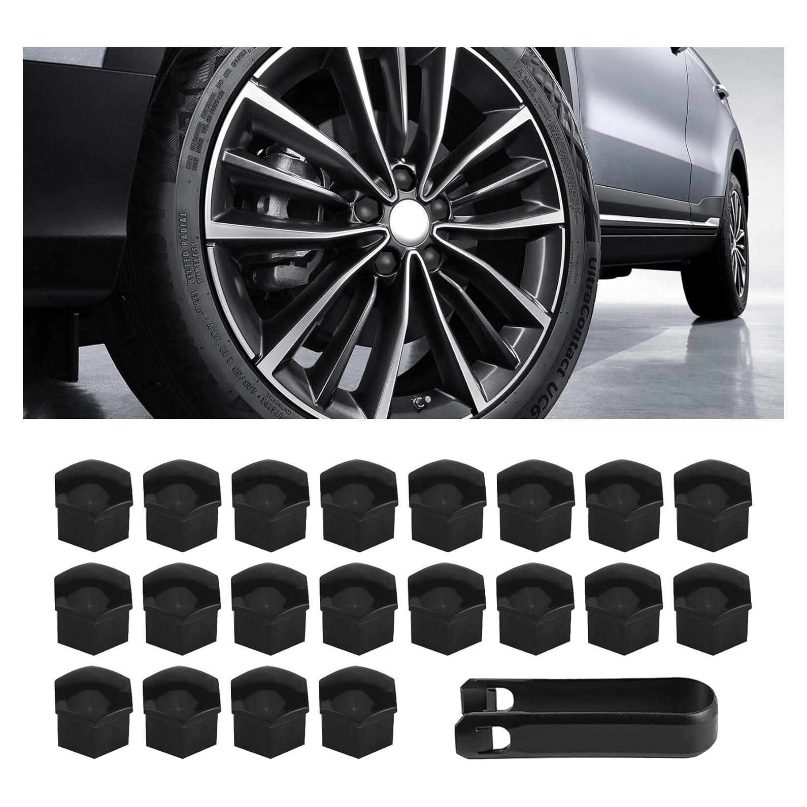 20 Cubiertas de Tuercas de Rueda Lyxheth 17mm Negro con Herramienta