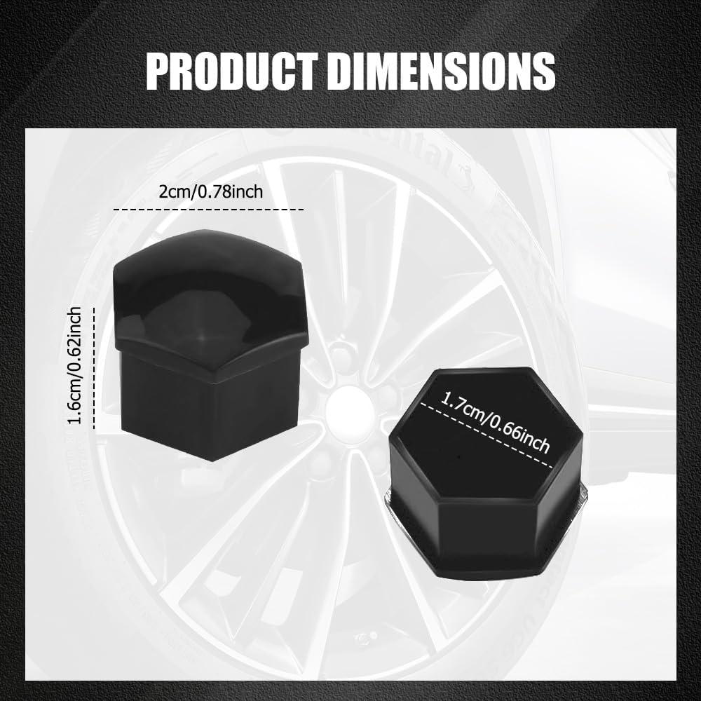 20 Cubiertas de Tuercas de Rueda Lyxheth 17mm Negro con Herramienta