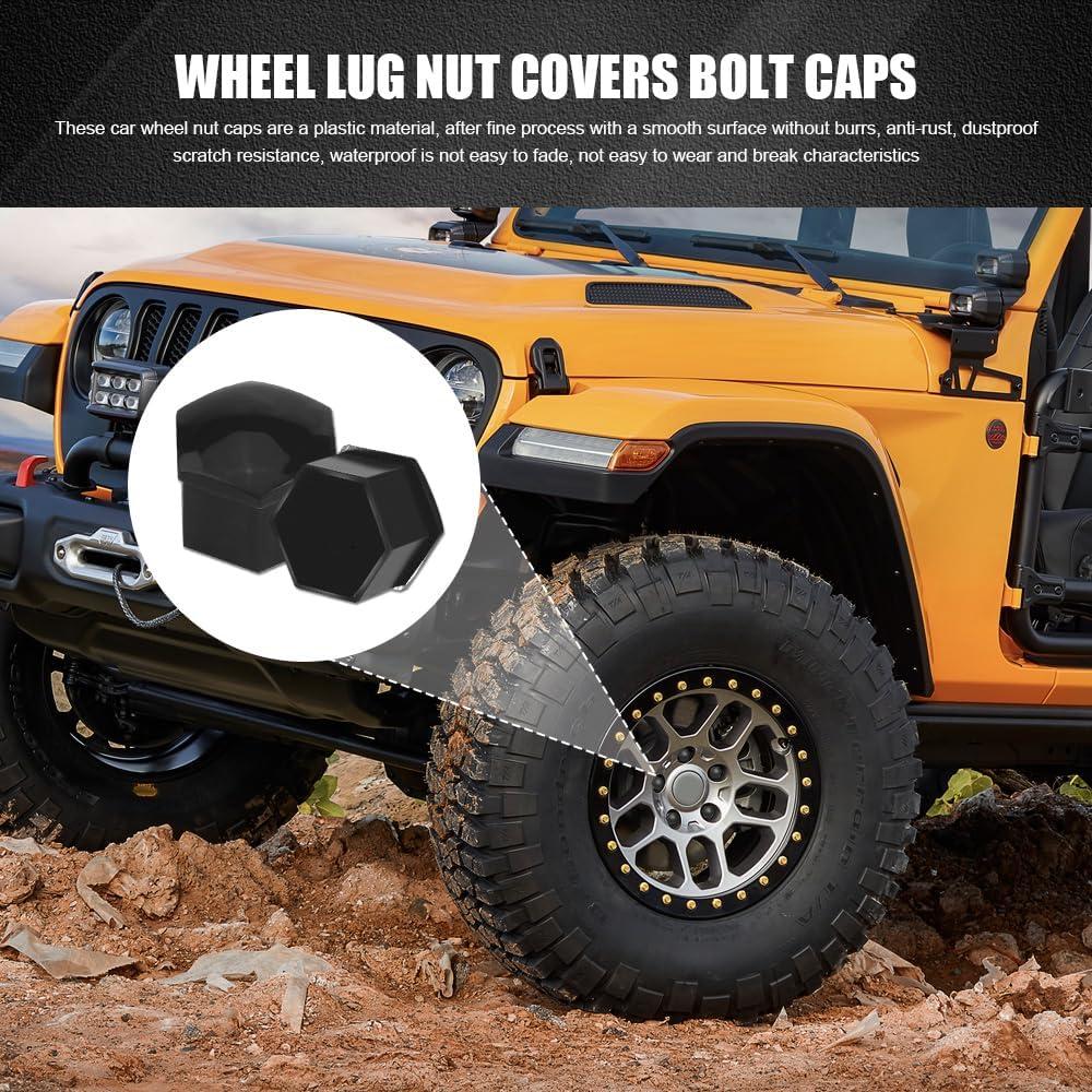 20 Cubiertas de Tuercas de Rueda Lyxheth 17mm Negro con Herramienta