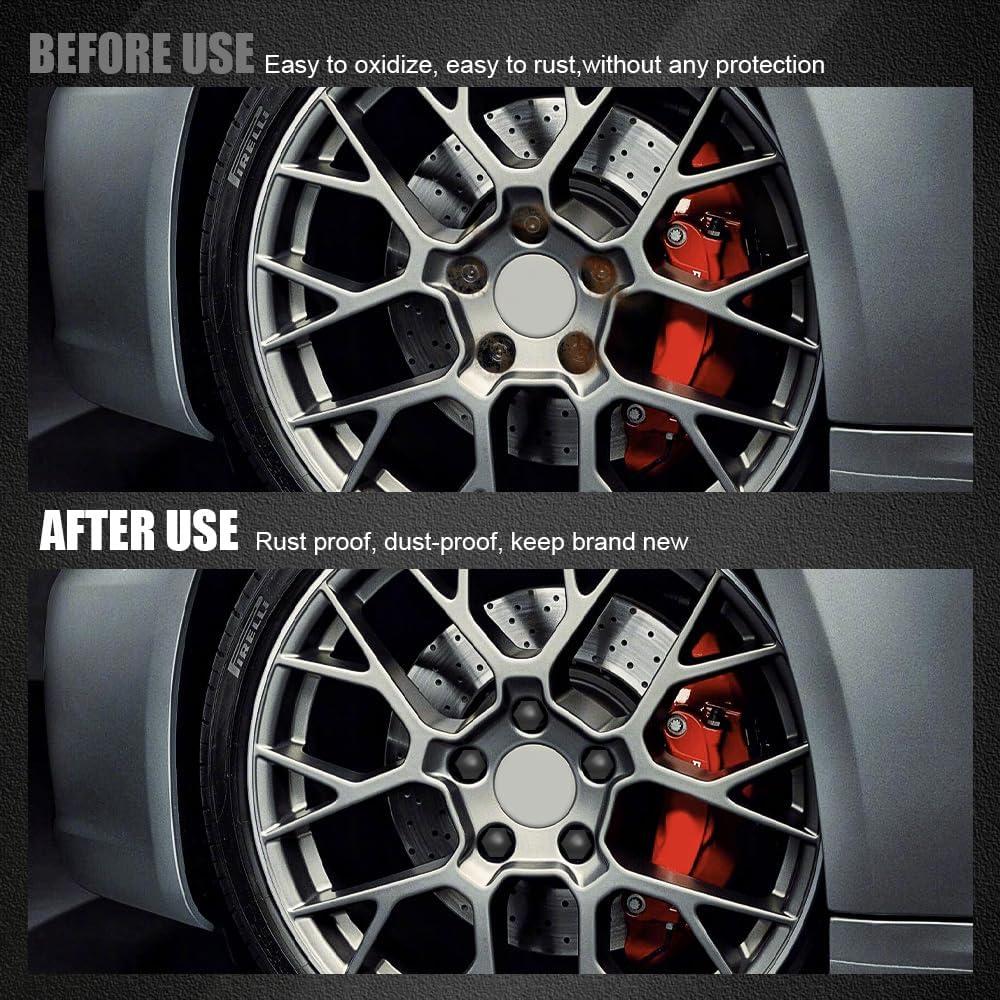 20 Cubiertas de Tuercas de Rueda Lyxheth 17mm Negro con Herramienta