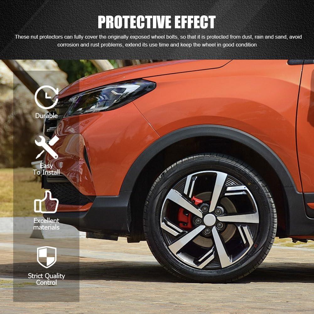 20 Cubiertas de Tuercas de Rueda Lyxheth 17mm Negro con Herramienta