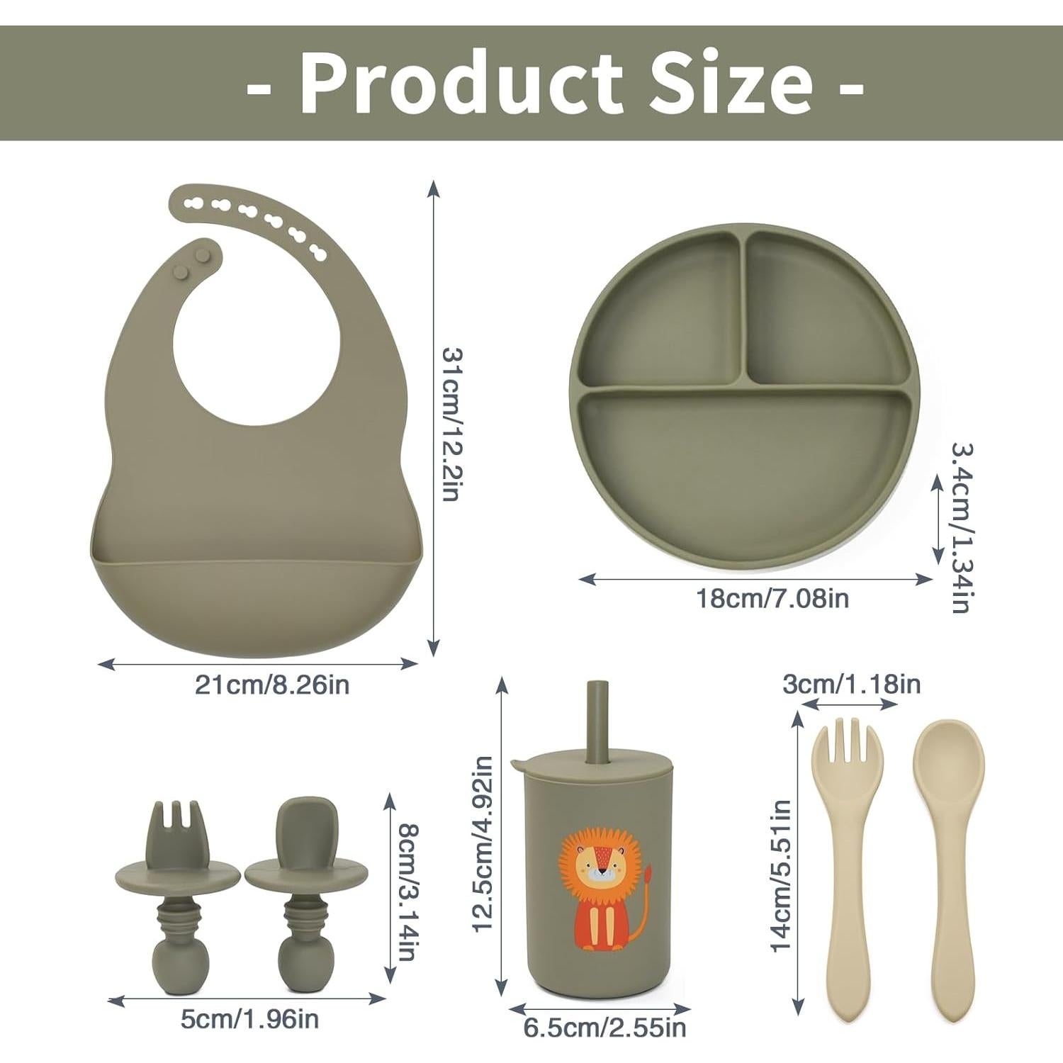 Juego de Alimentación para Bebés Little Rawr - 8 Piezas Silicona