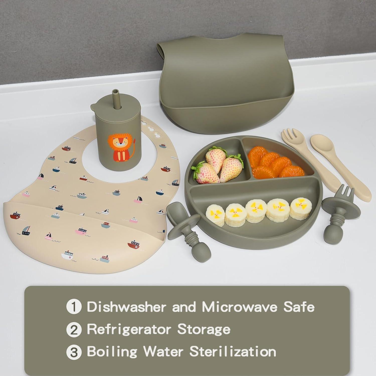 Juego de Alimentación para Bebés Little Rawr - 8 Piezas Silicona