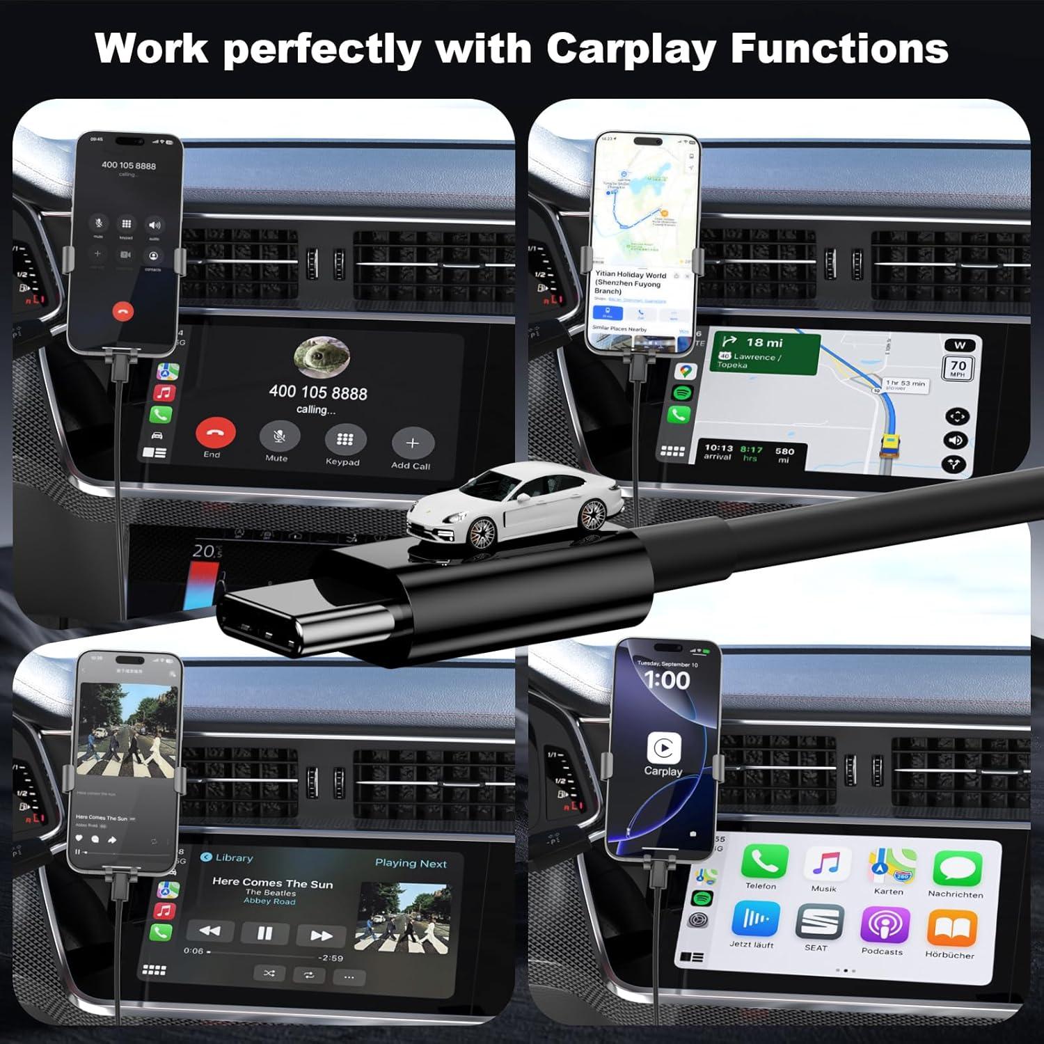 Cable CarPlay USB C para iPhone 16/15 y iPad Pro 0.91m - 2Pack