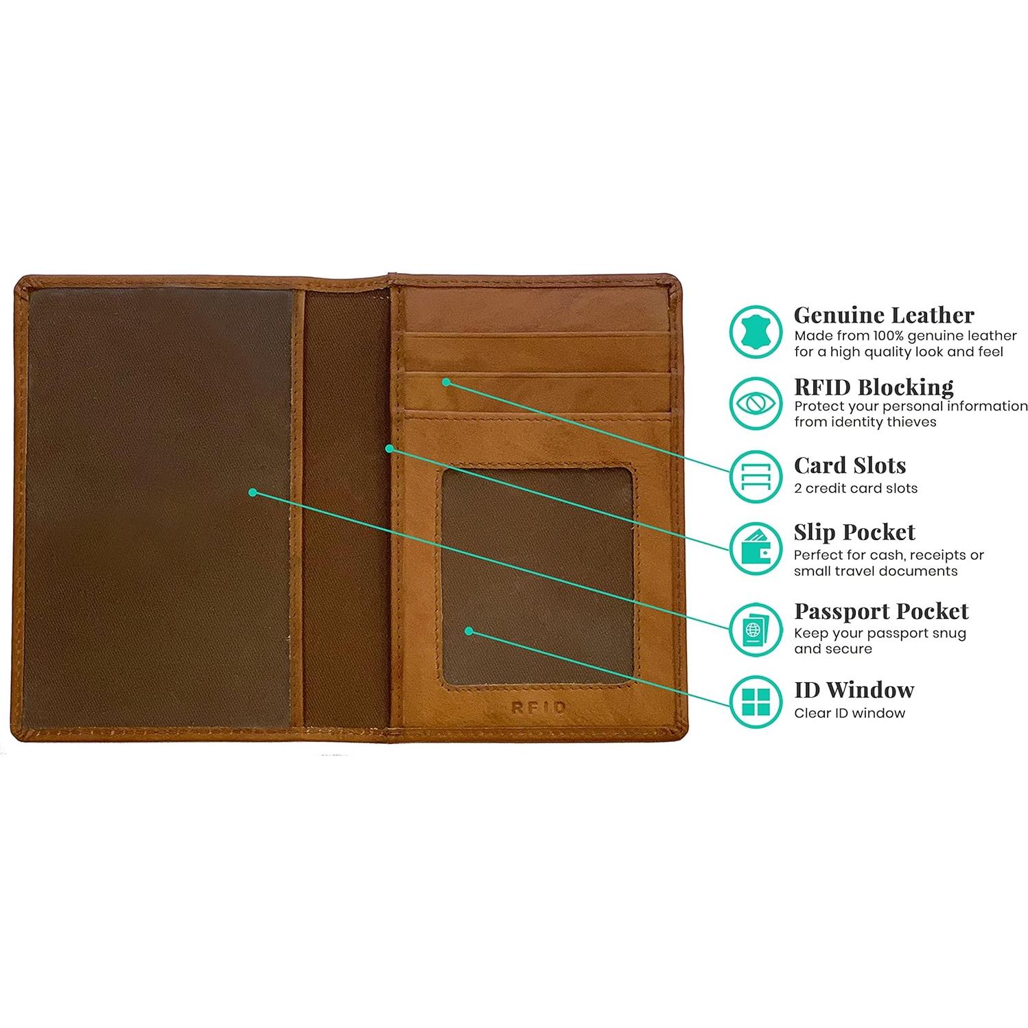 Billetera de Pasaporte de Cuero Antiguo Personalizada RFID