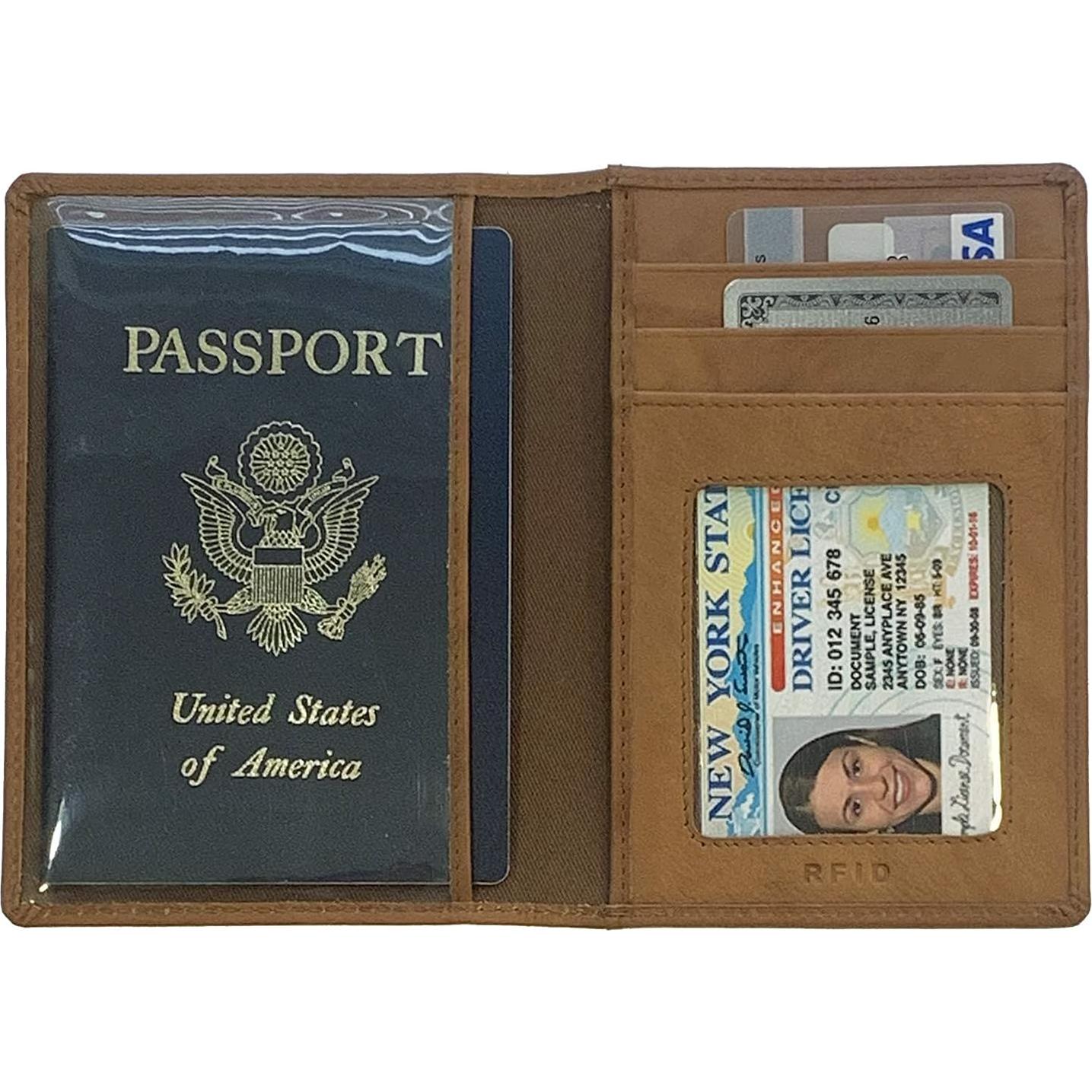 Billetera de Pasaporte de Cuero Antiguo Personalizada RFID