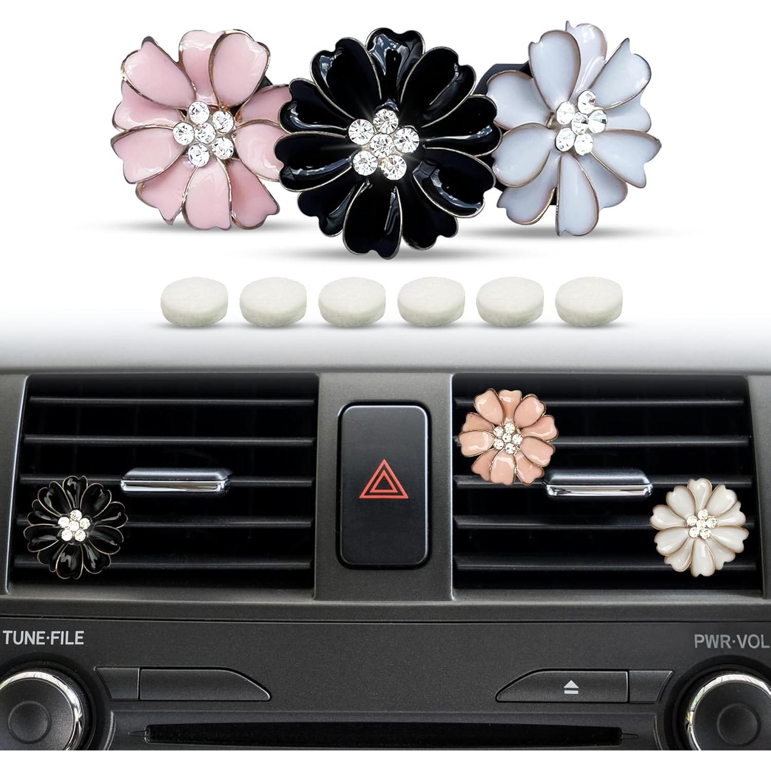 Difusores de aire para coche GIFTGET 3 clips flor decorativos