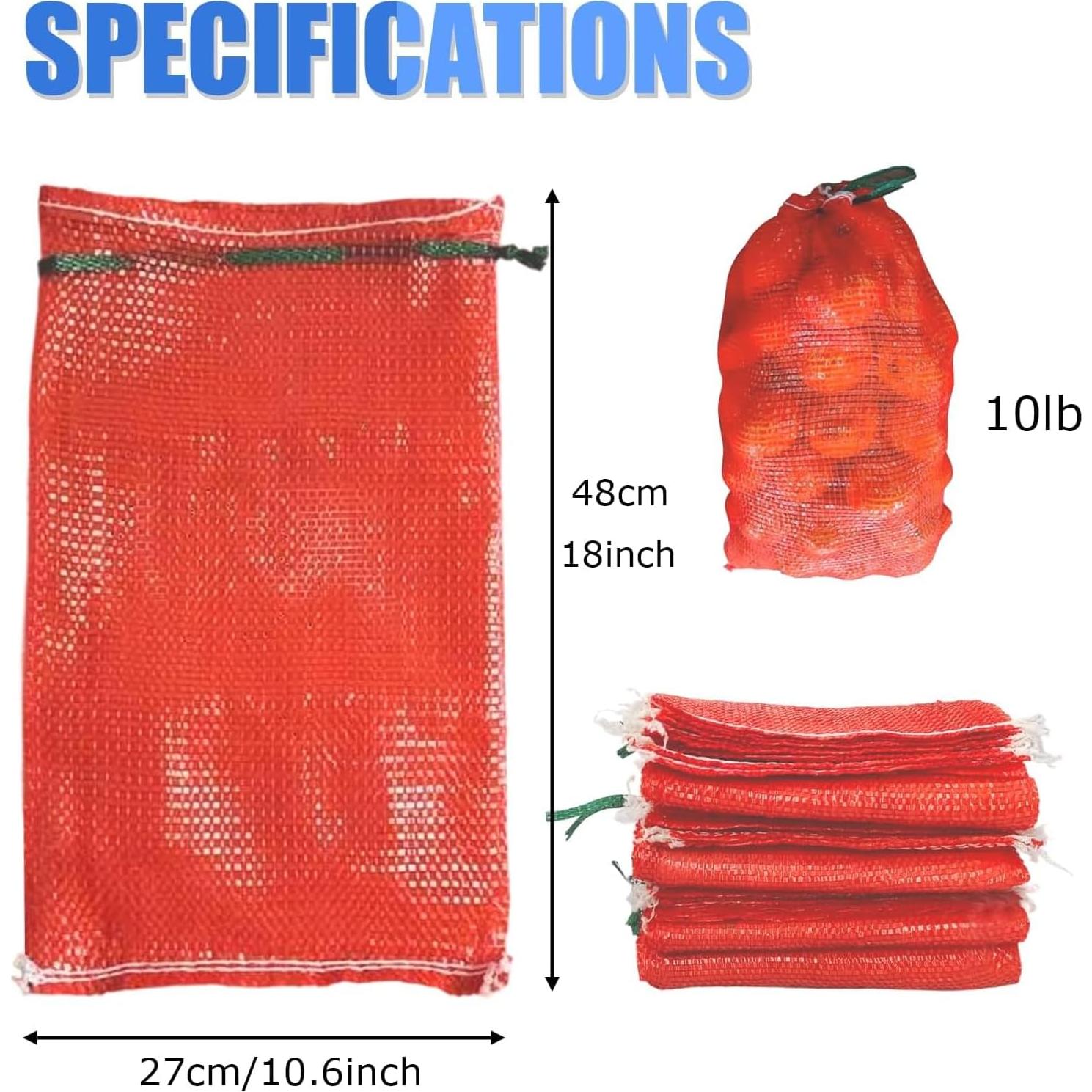 Paquete de 10 bolsas de malla Acuteye 47x28 cm reutilizables