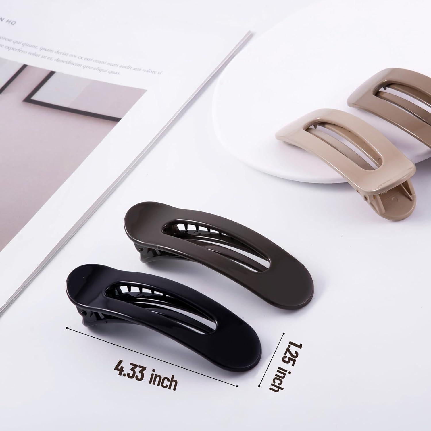 8 Clips de Garra Planos Cptots para Cabello Fino 11x3.18cm