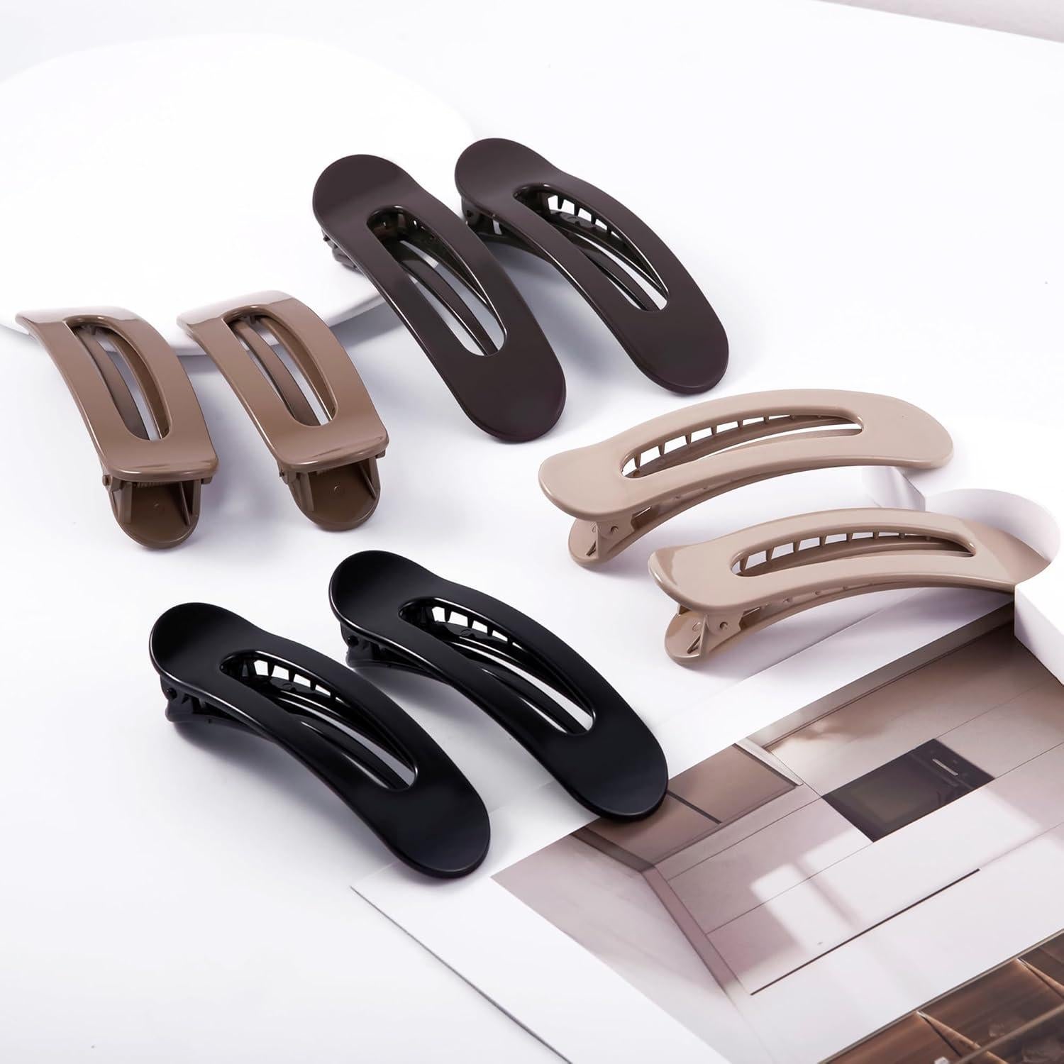 8 Clips de Garra Planos Cptots para Cabello Fino 11x3.18cm