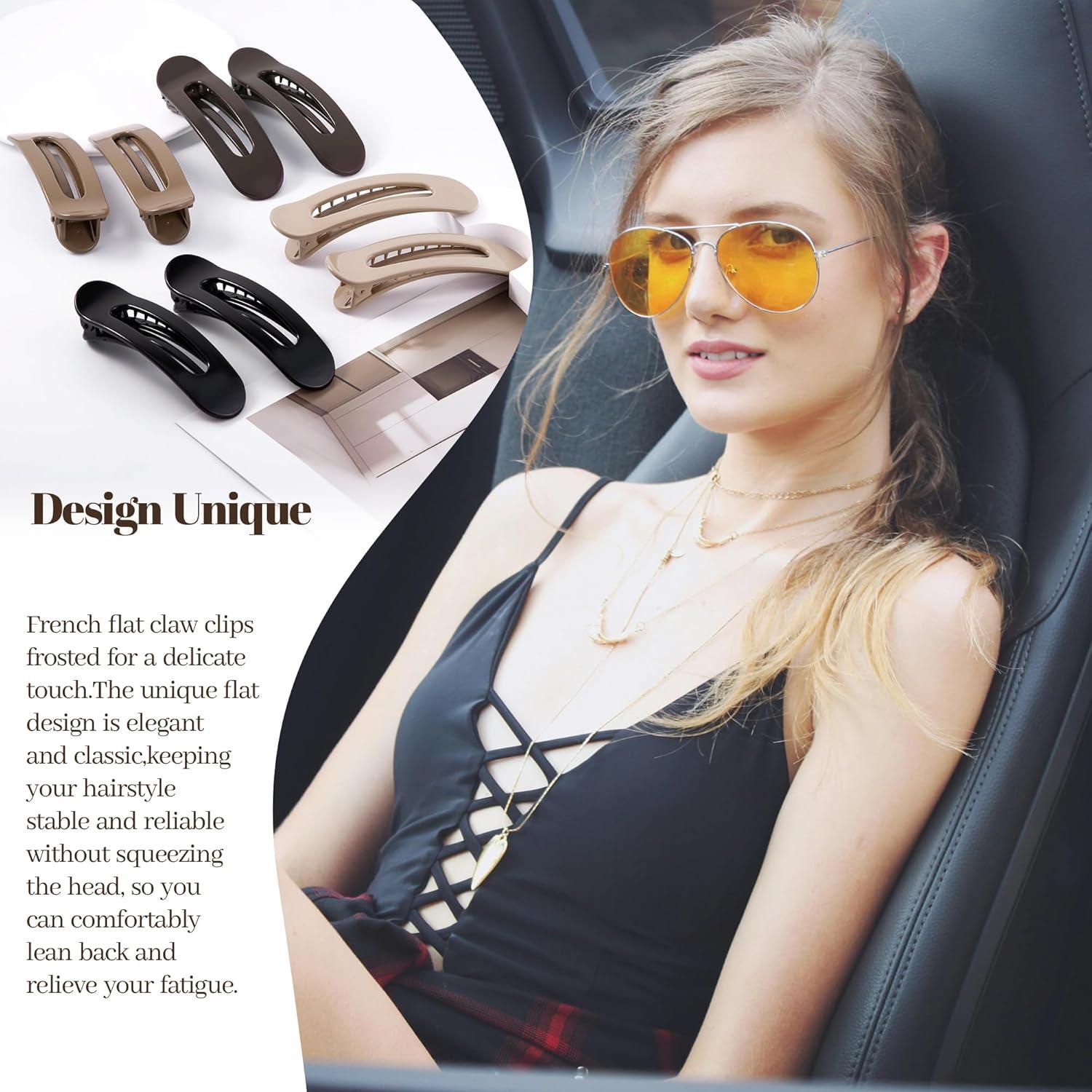 8 Clips de Garra Planos Cptots para Cabello Fino 11x3.18cm