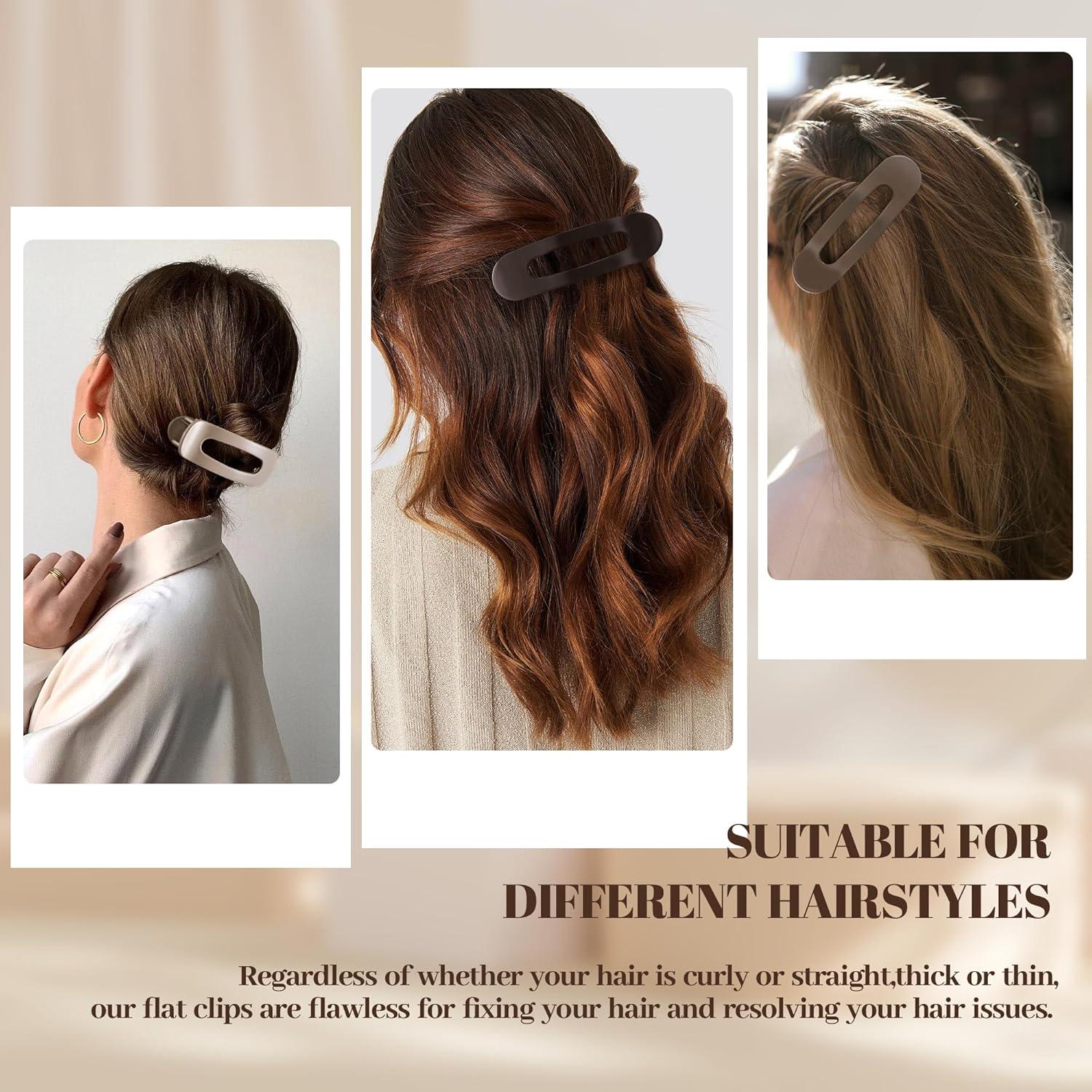 8 Clips de Garra Planos Cptots para Cabello Fino 11x3.18cm