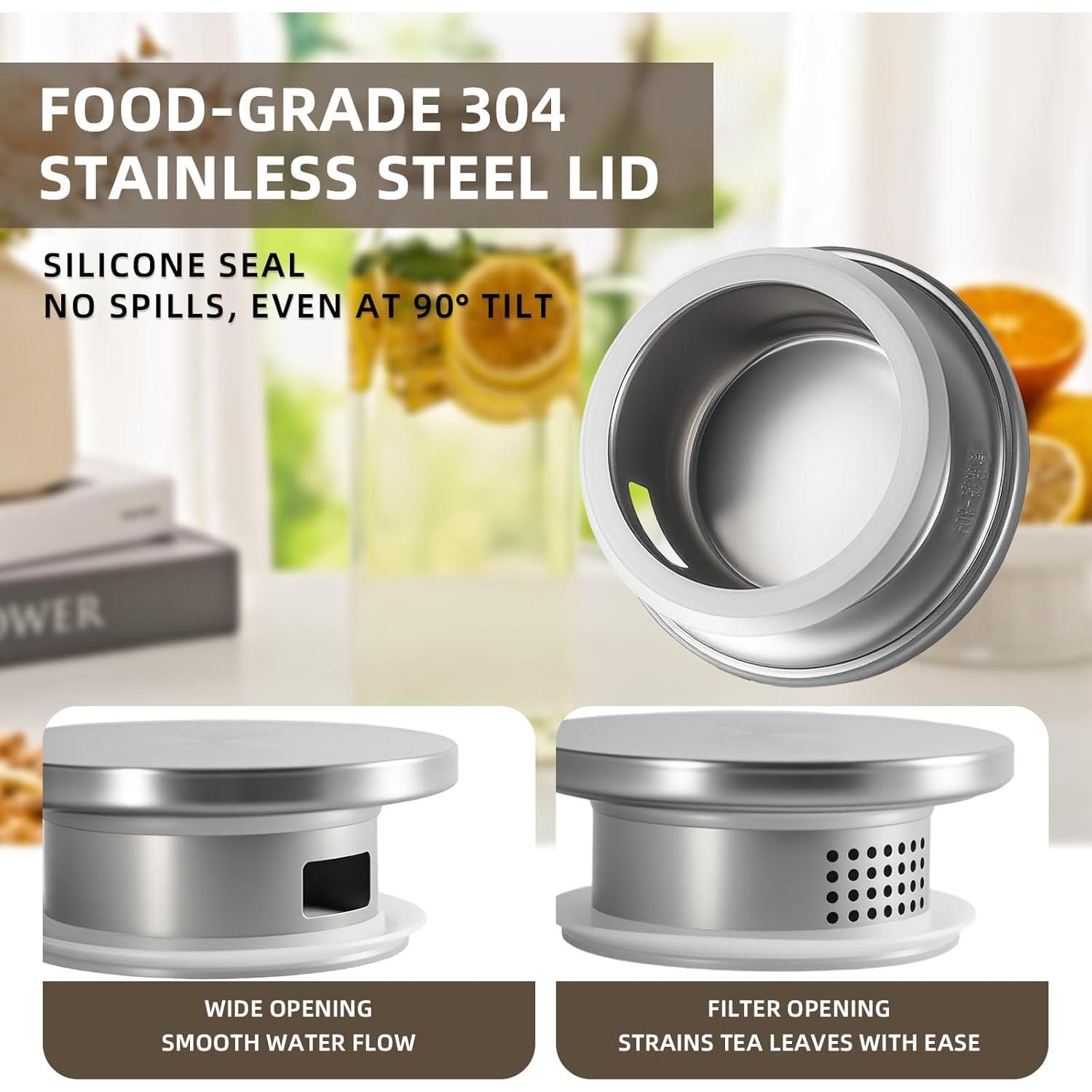 Jarra de Vidrio Borosilicato Vekonn 2L con Tapa Acero Inoxidable