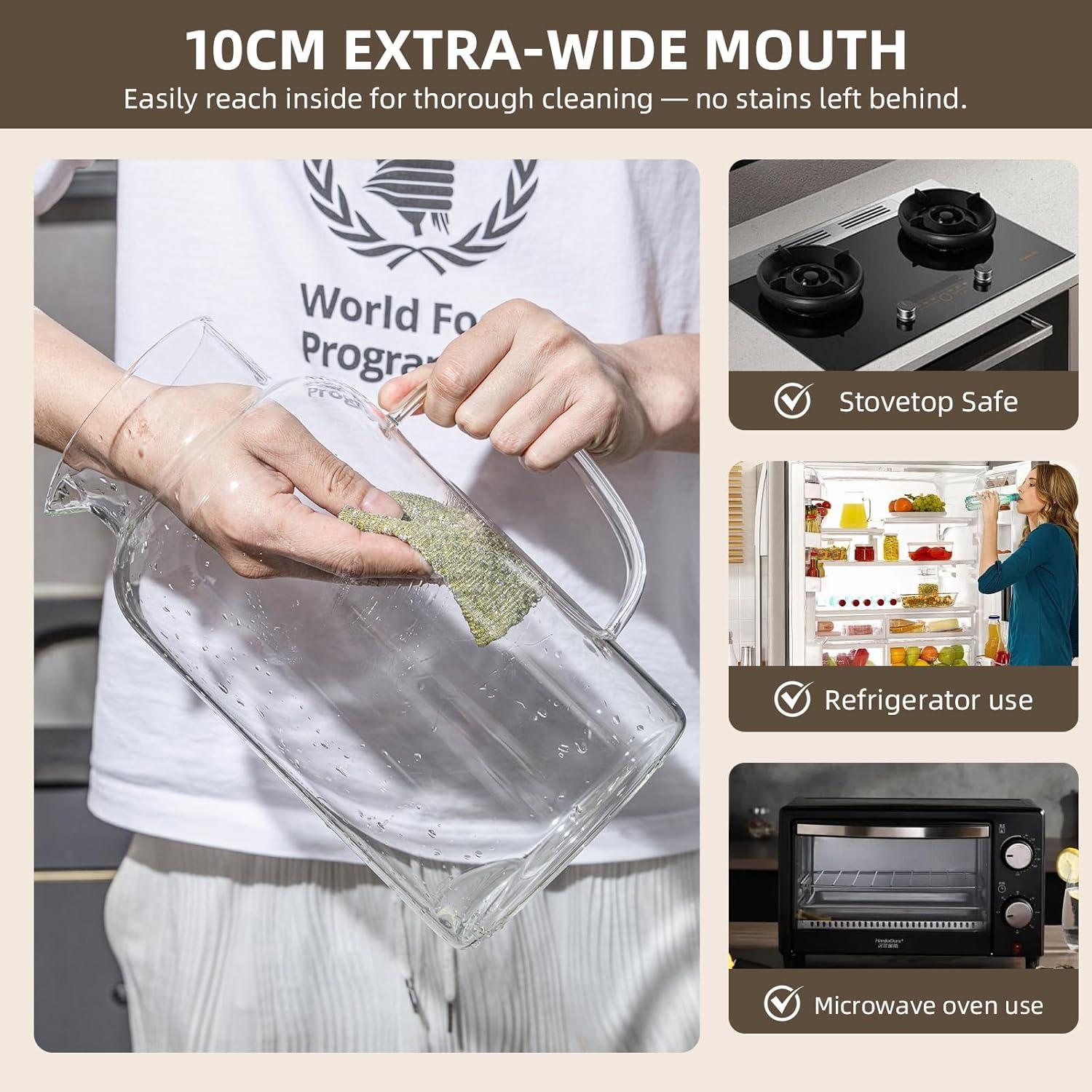 Jarra de vidrio Vekonn 3.8L con tapa de acero inoxidable