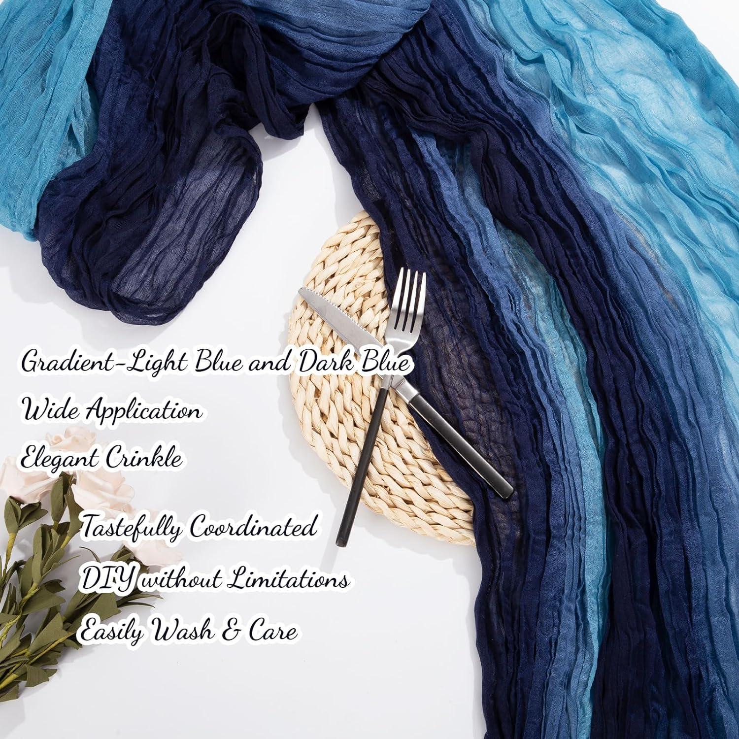 Camino de Mesa de Gasa XJJDCB Degradado Azul 305x25 cm