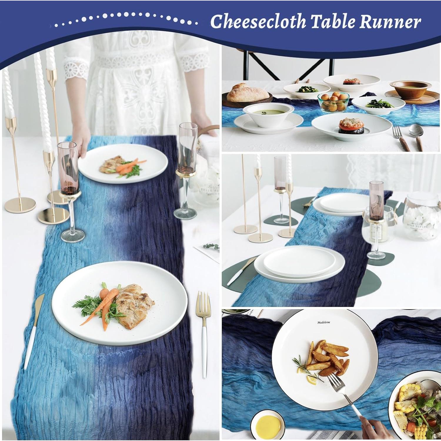 Camino de Mesa de Gasa XJJDCB Degradado Azul 305x25 cm