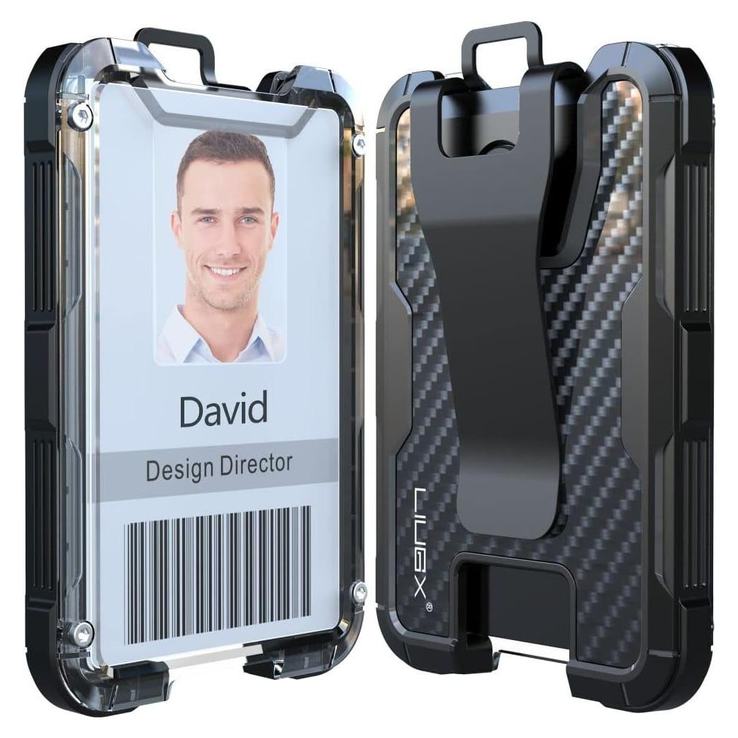 Soporte de Insignia LIUGX X-2 Negro con Clip Metal y Fibra de Carbono