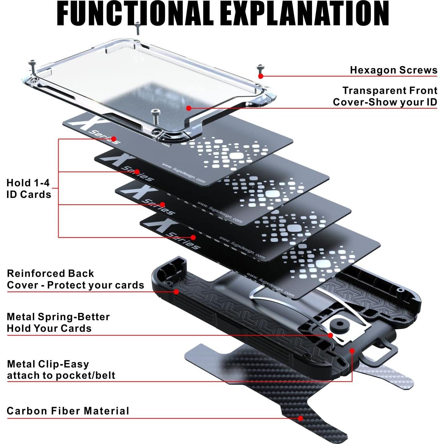 Soporte de Insignia LIUGX X-2 Negro con Clip Metal y Fibra de Carbono