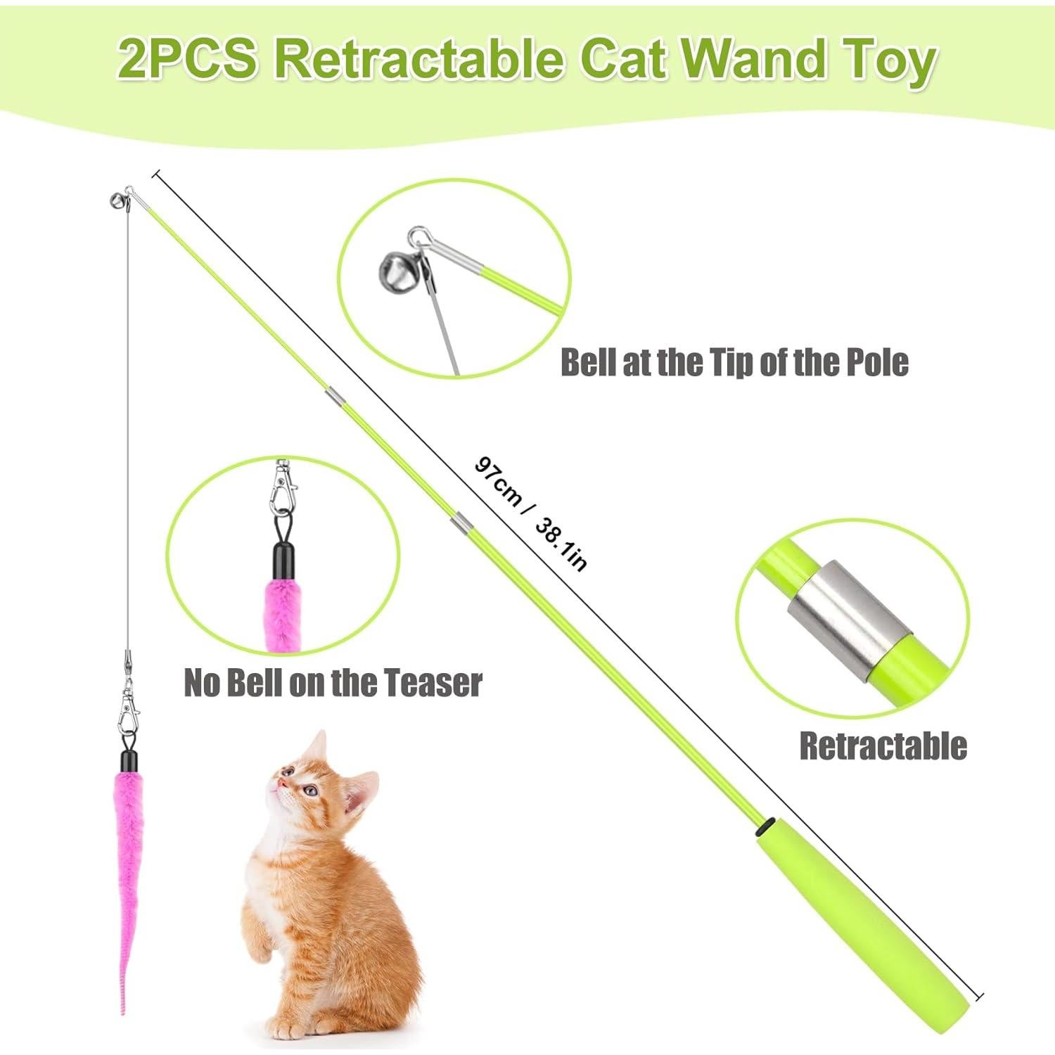 Juguetes Interactivos para Gatos ChicWow, 2 Varitas y 2 Colgantes