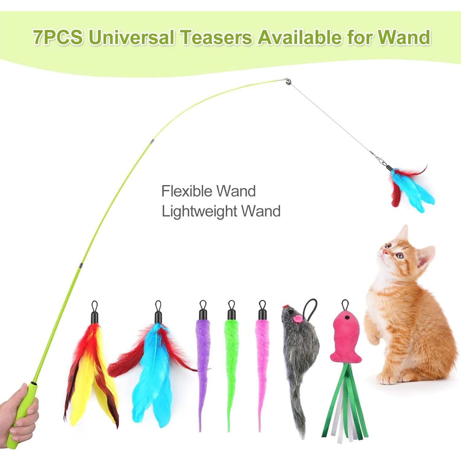 Juguetes Interactivos para Gatos ChicWow, 2 Varitas y 2 Colgantes