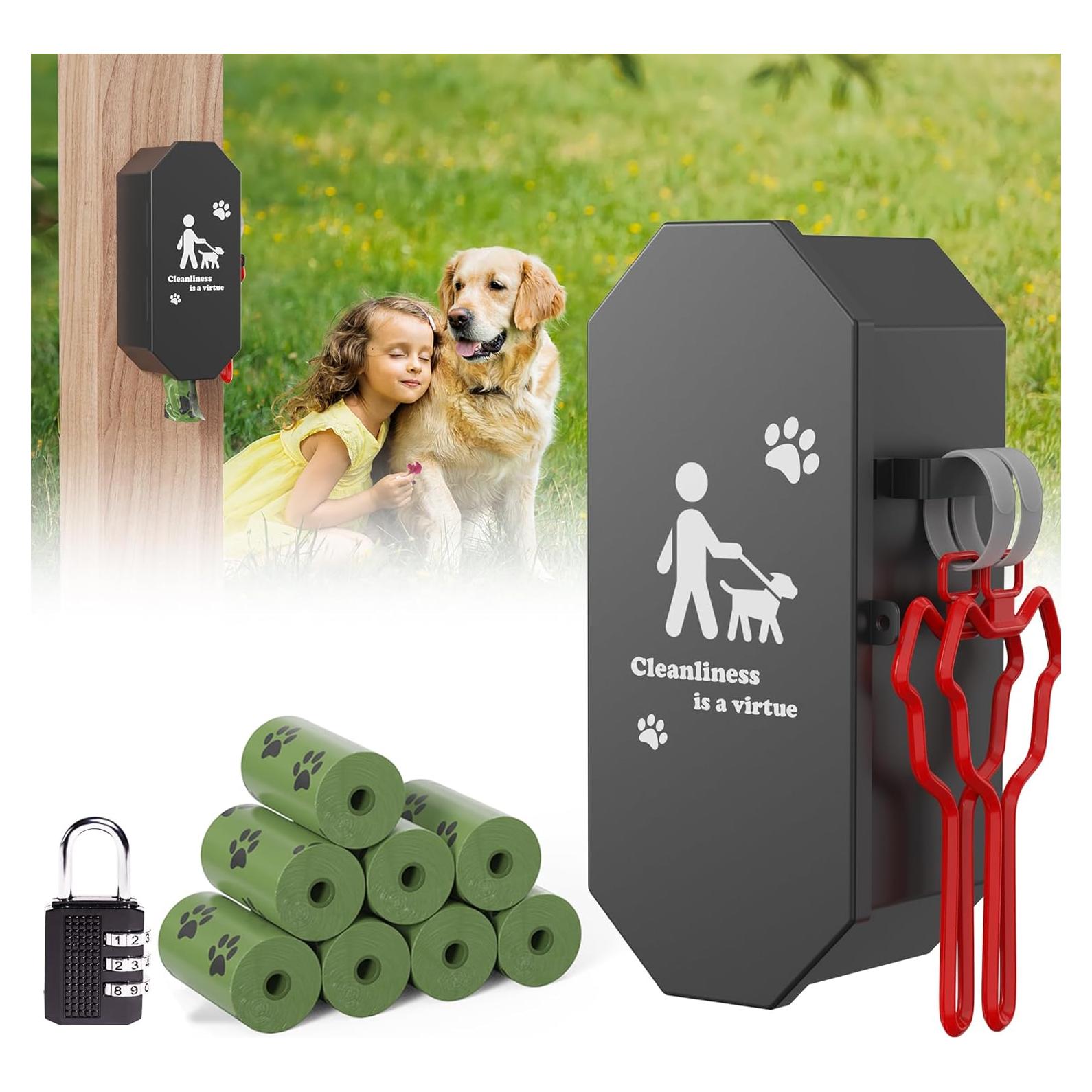 Dispensador de bolsas para excremento de perro Numeroustar, metal, 8 rollos