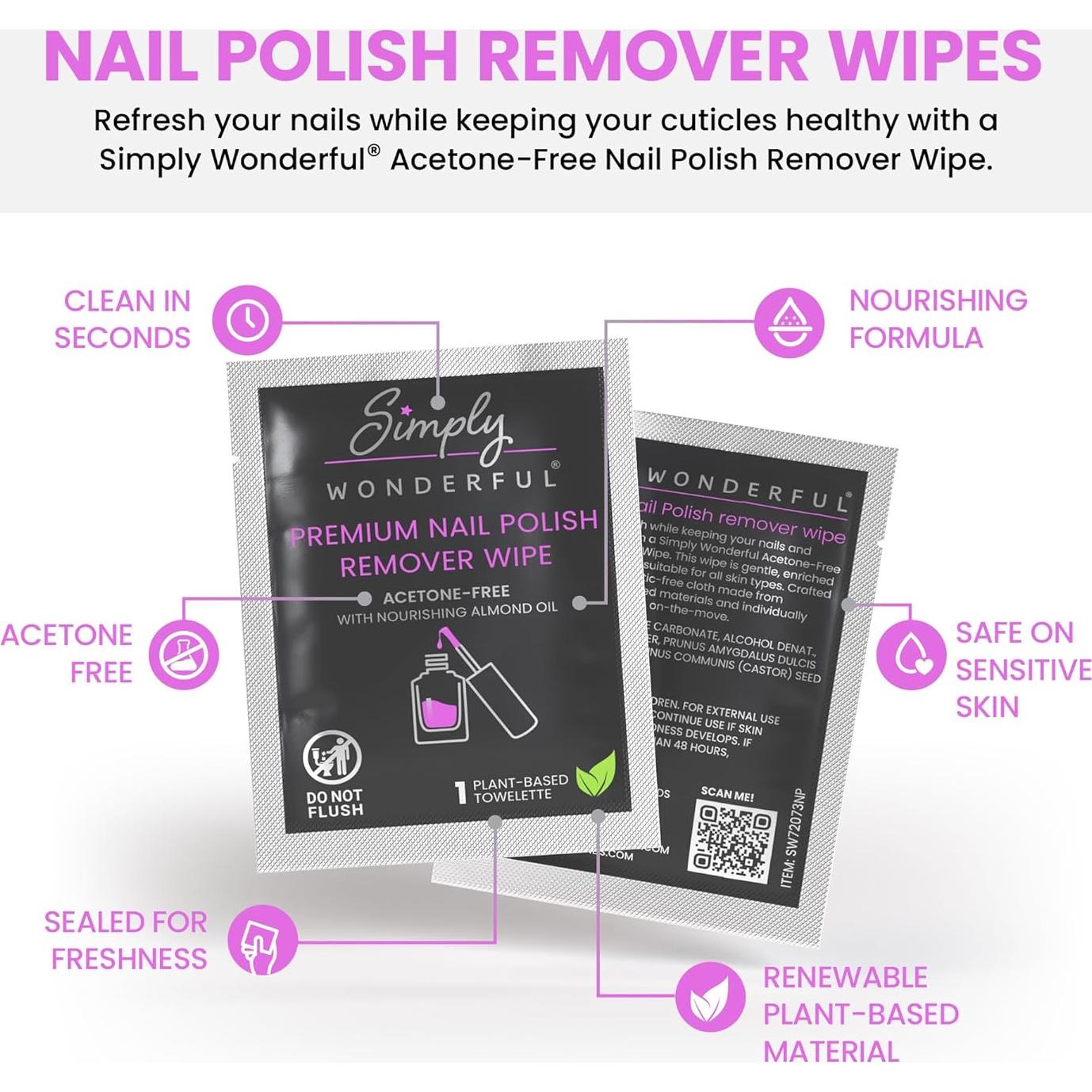 Toallitas Desmaquillantes Simply Wonderful Sin Acetona - 20 Unidades