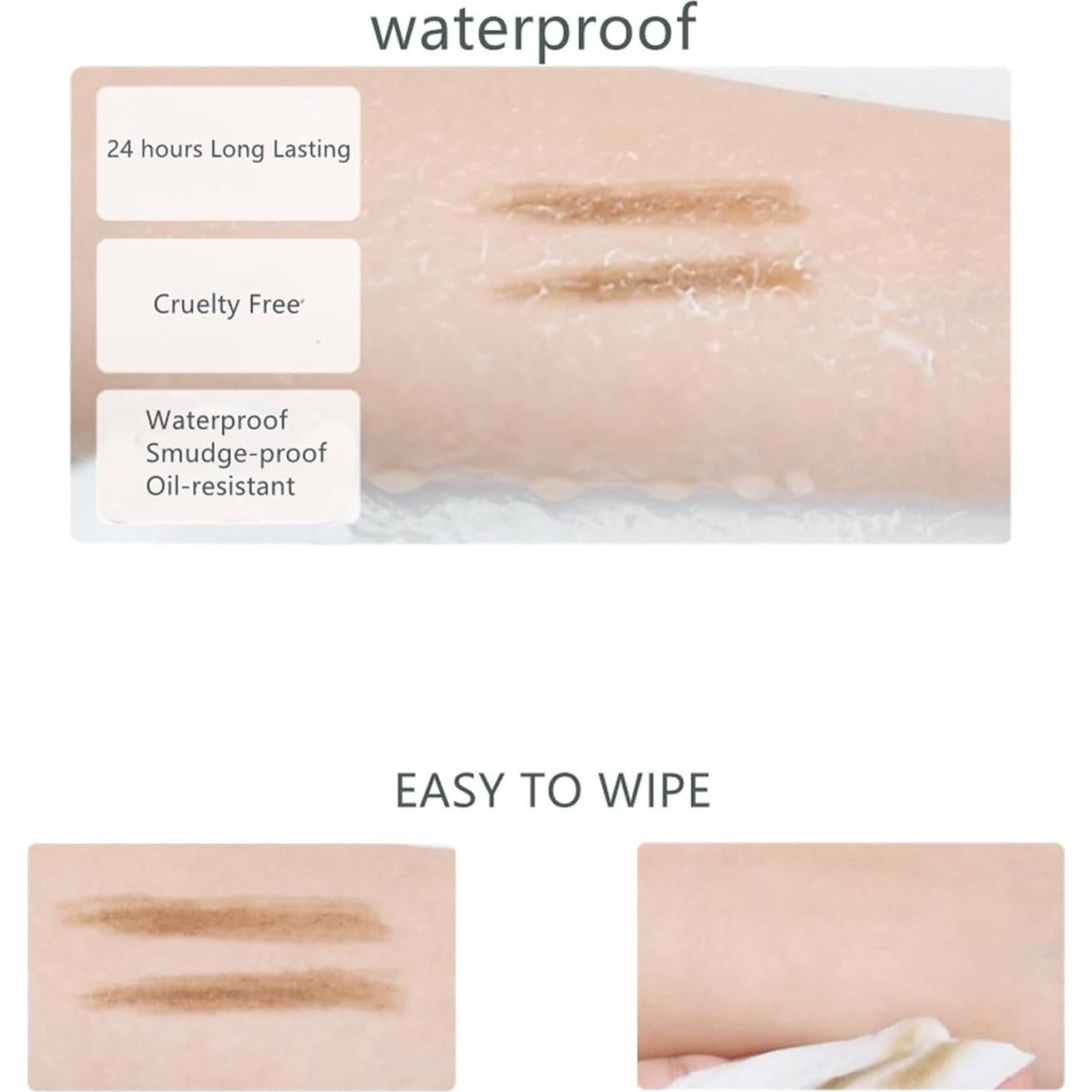 Lápiz de Cejas BECHY Marrón 3 Pcs Ultra Fino a Prueba de Agua