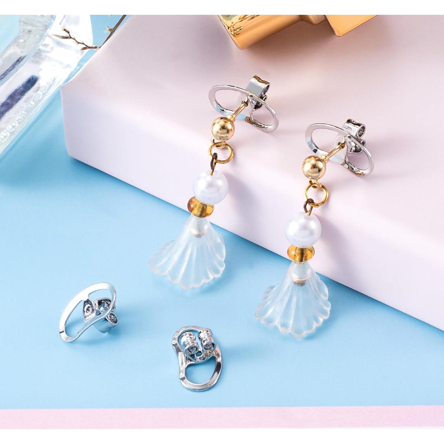 Respaldos de Aretes Isslly 2 Pares Metal Oro Blanco Grandes