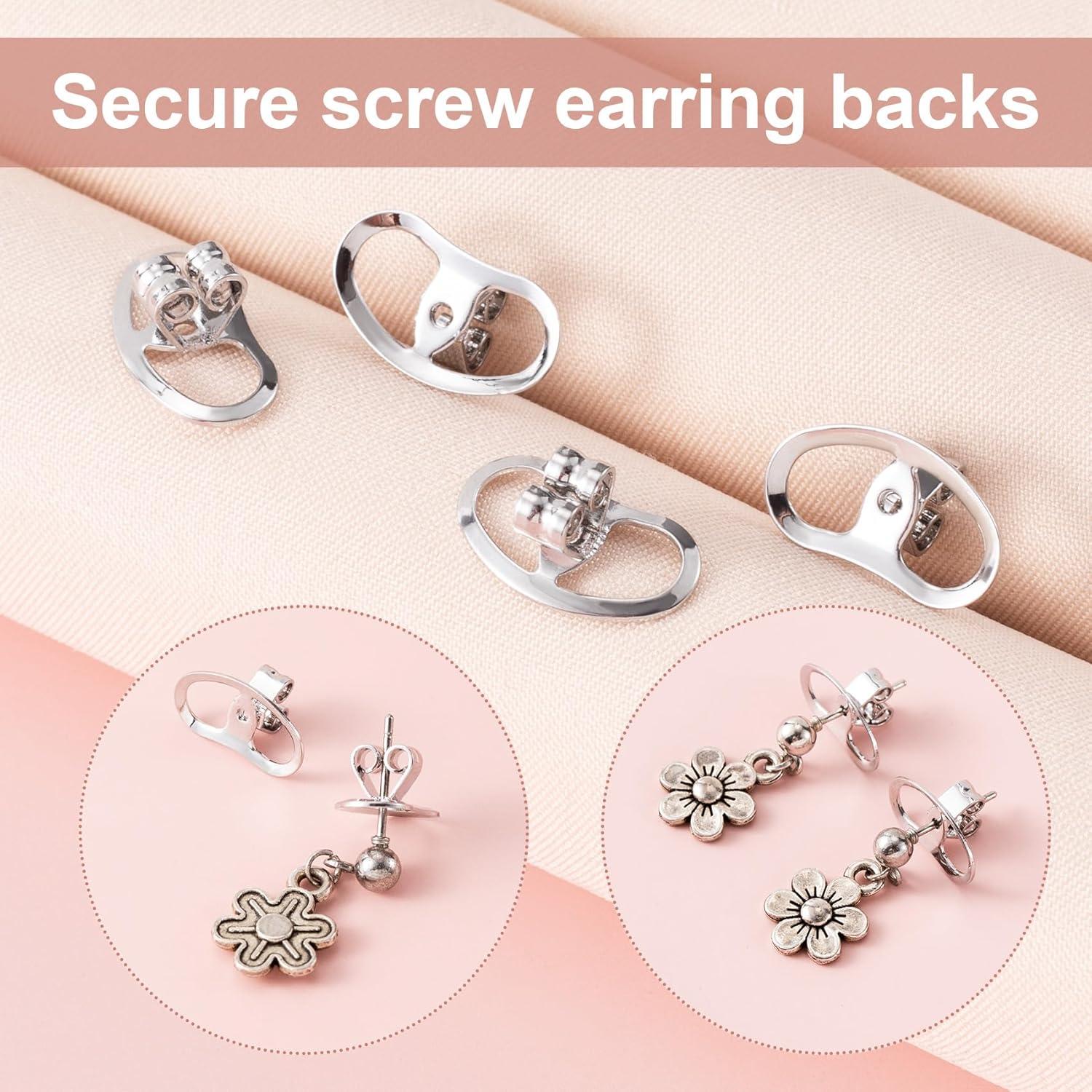 Respaldos de Aretes Isslly 2 Pares Metal Oro Blanco Grandes