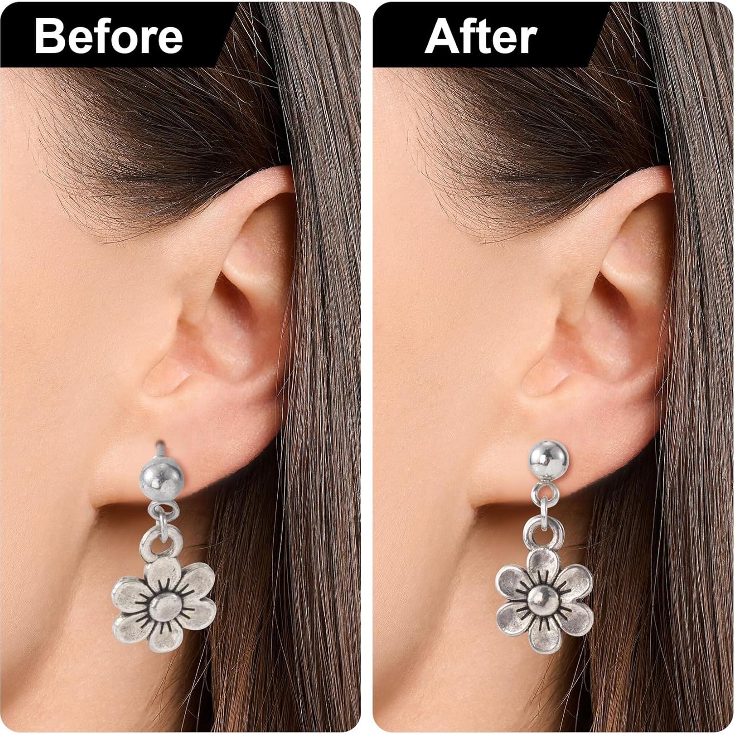 Respaldos de Aretes Isslly 2 Pares Metal Oro Blanco Grandes